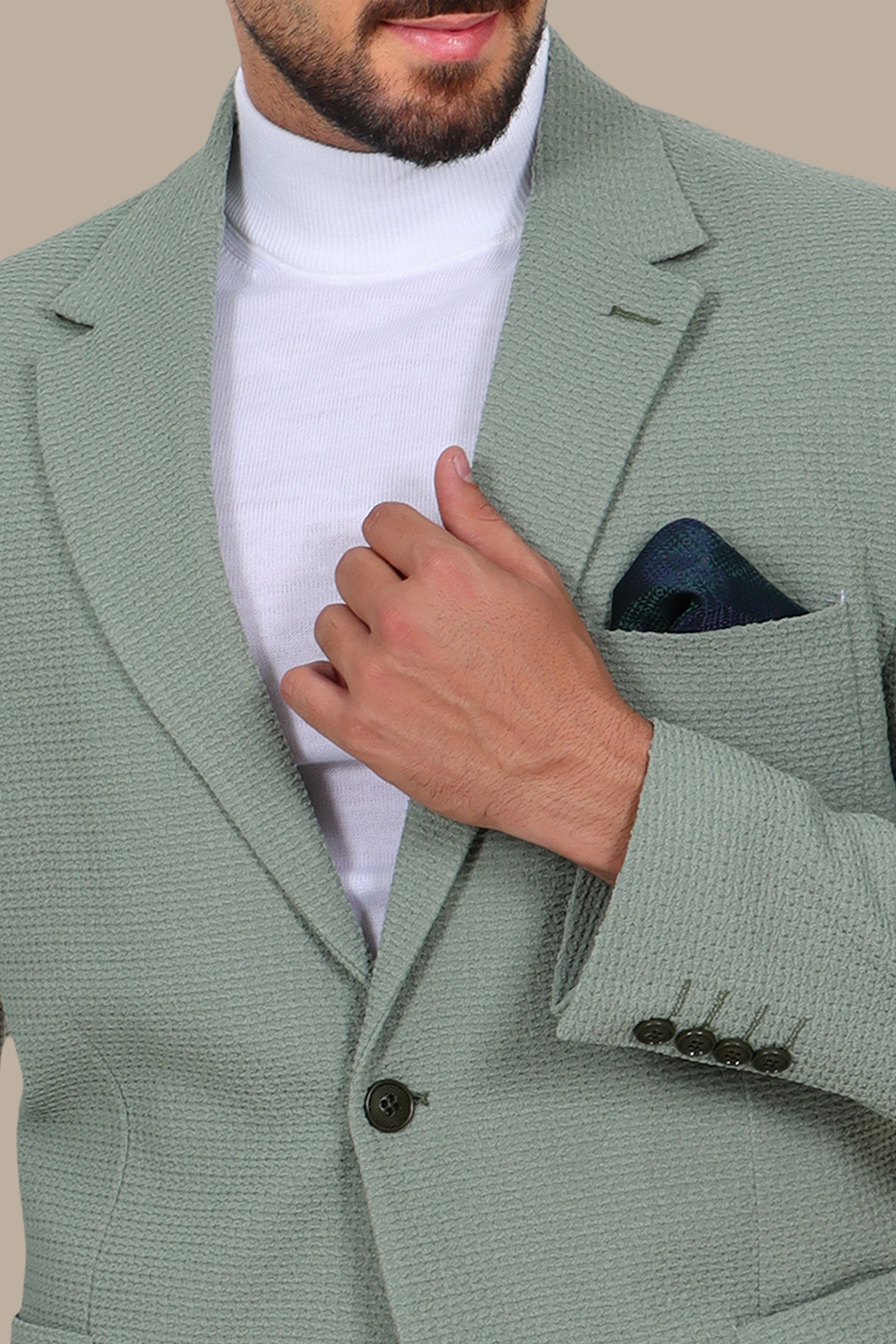Breathable Notch Lapel Blazer Mint