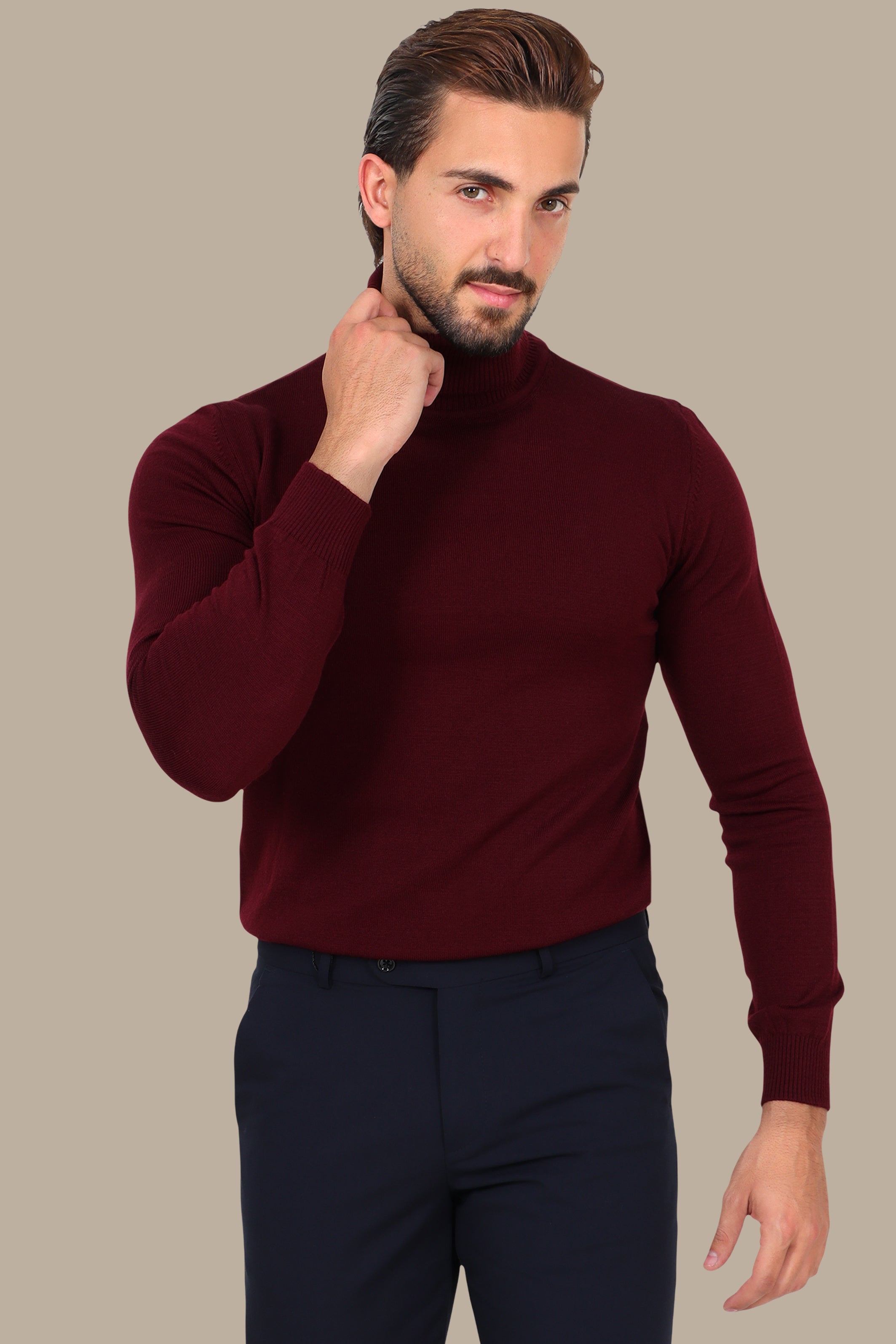 Turtleneck Basic Sweater Burgundy