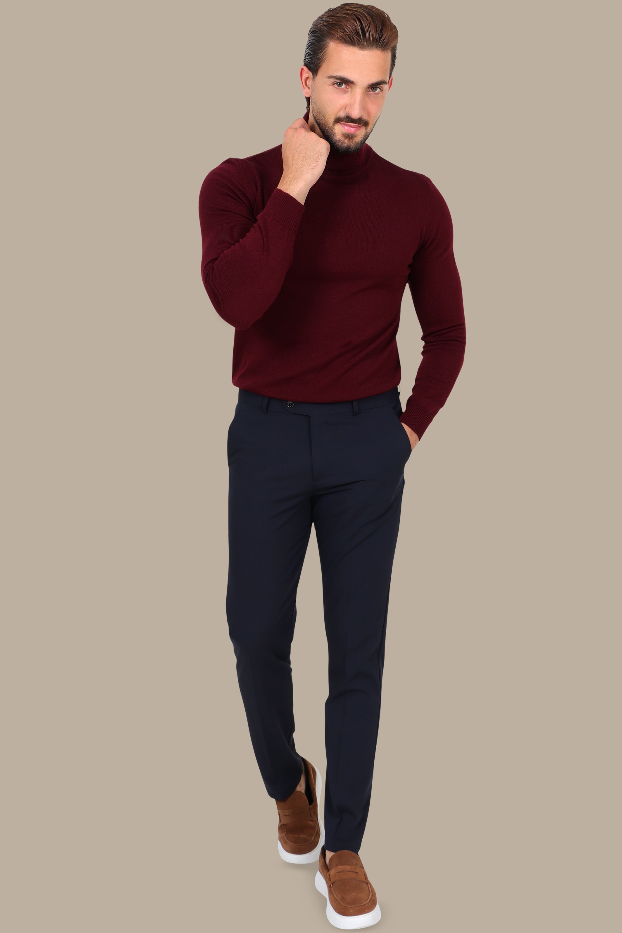 Turtleneck Basic Sweater Burgundy