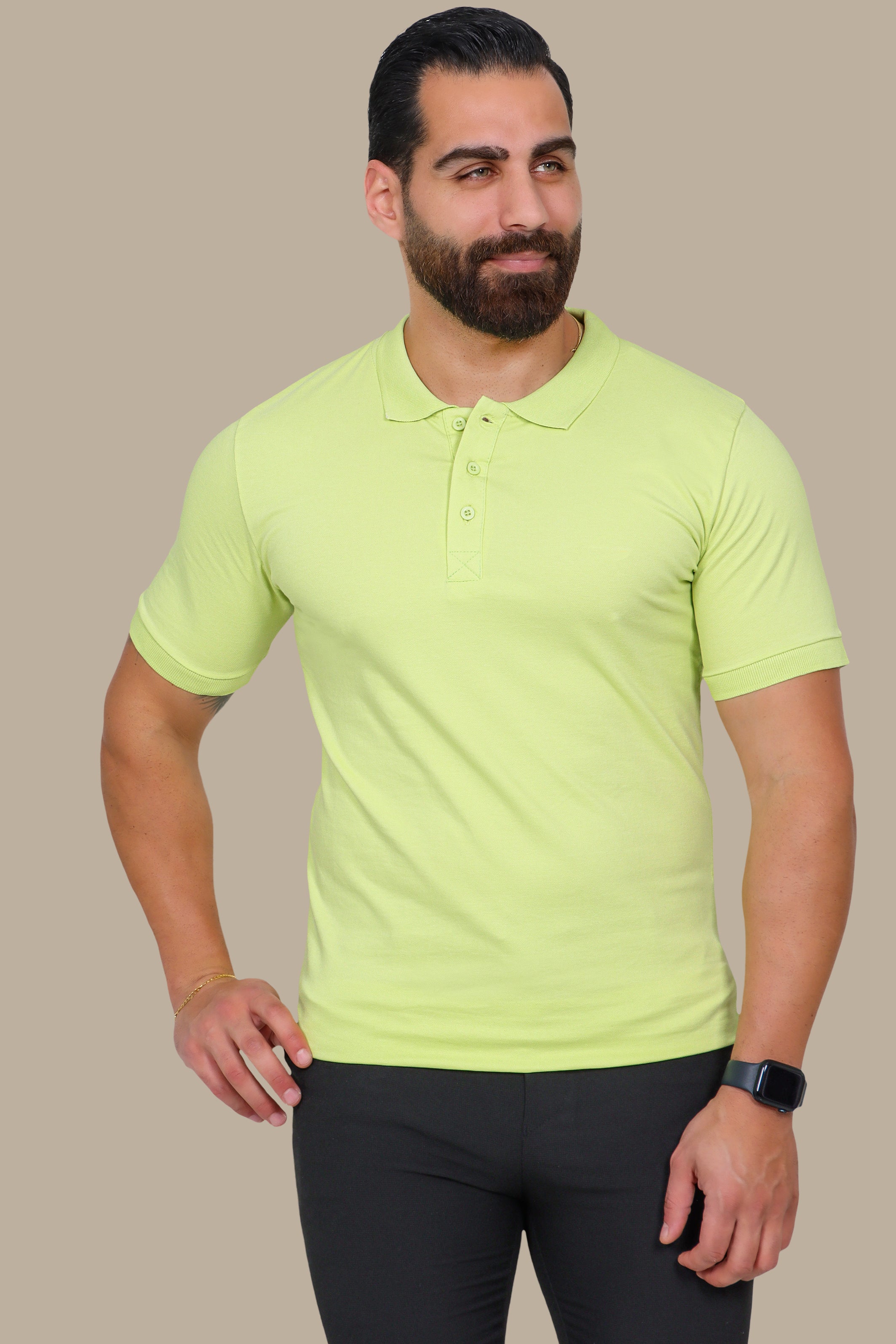 Pistache Basic Plain Polo Shirt