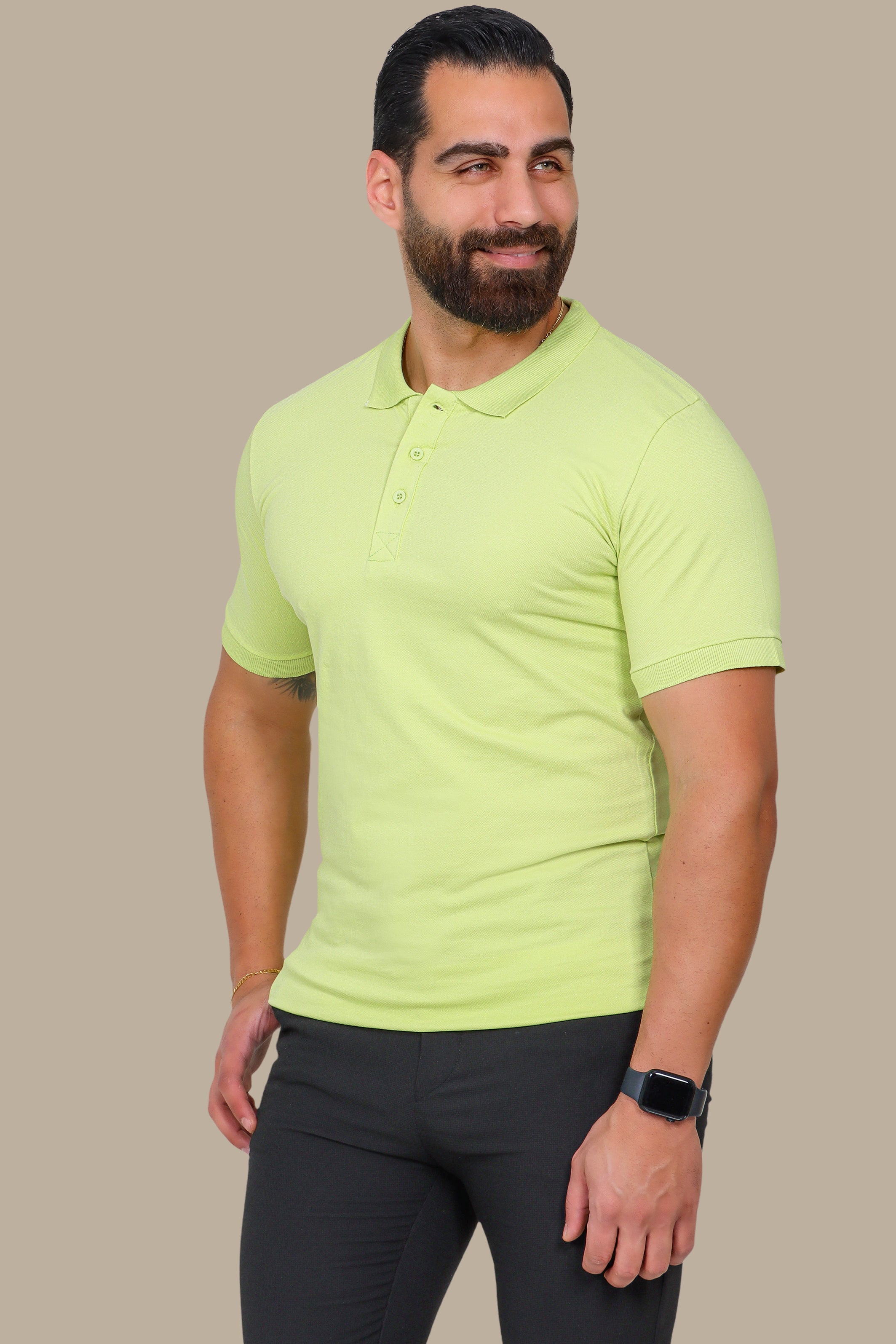 Pistache Basic Plain Polo Shirt