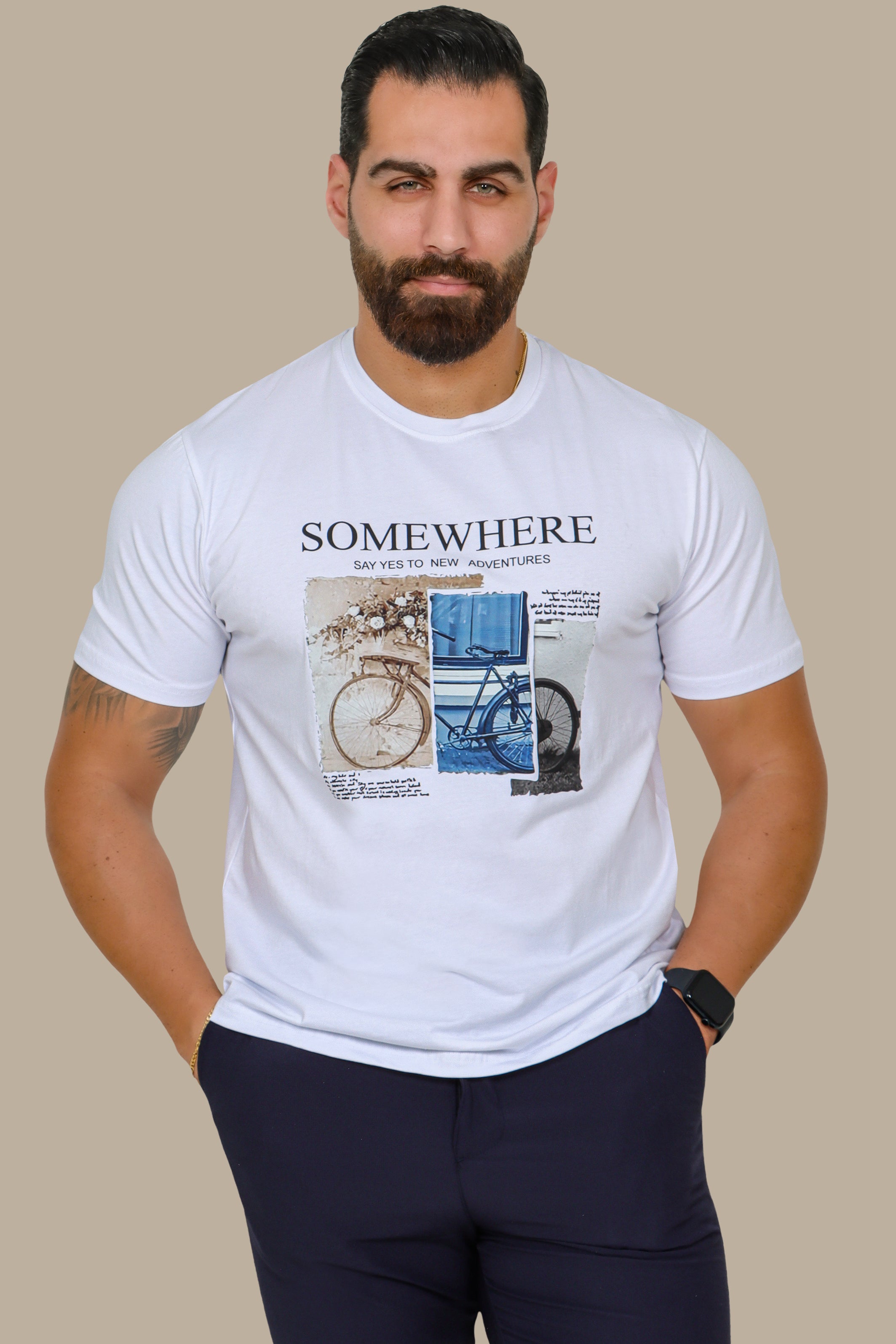 White Printed T-Shirt – Somewhere