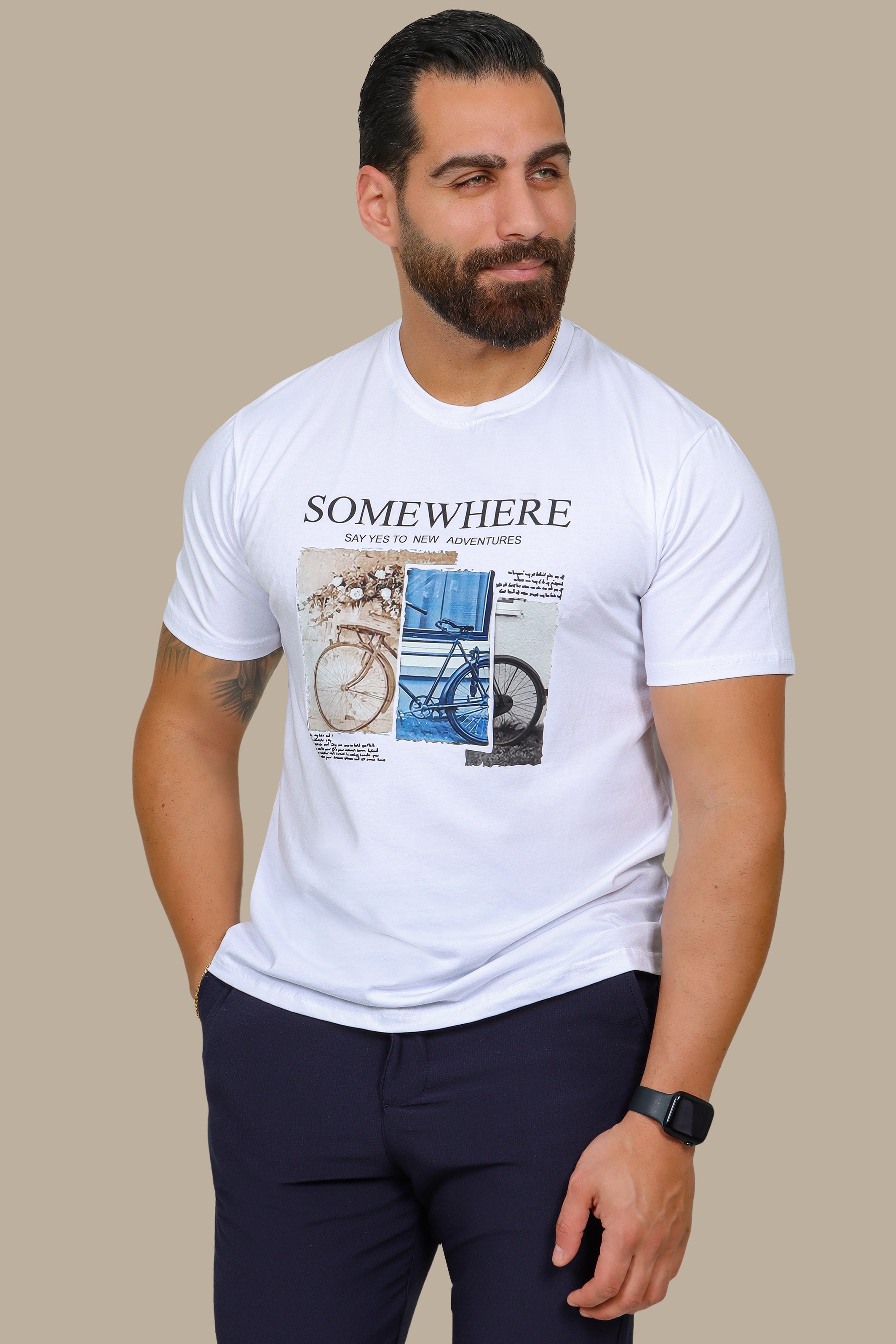 White Printed T-Shirt – Somewhere