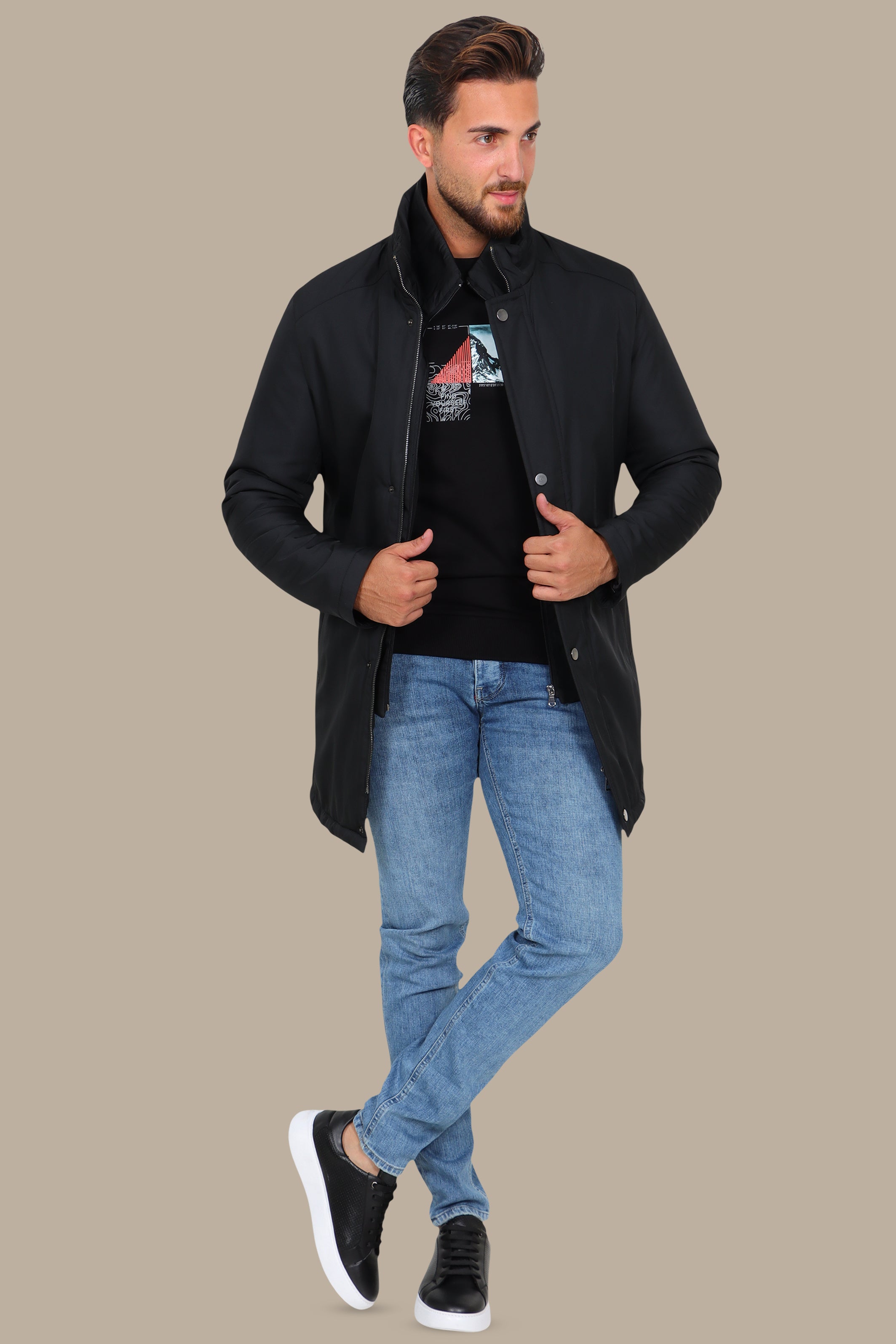 Black Beauty: Parka Perfection with Detachable Collar