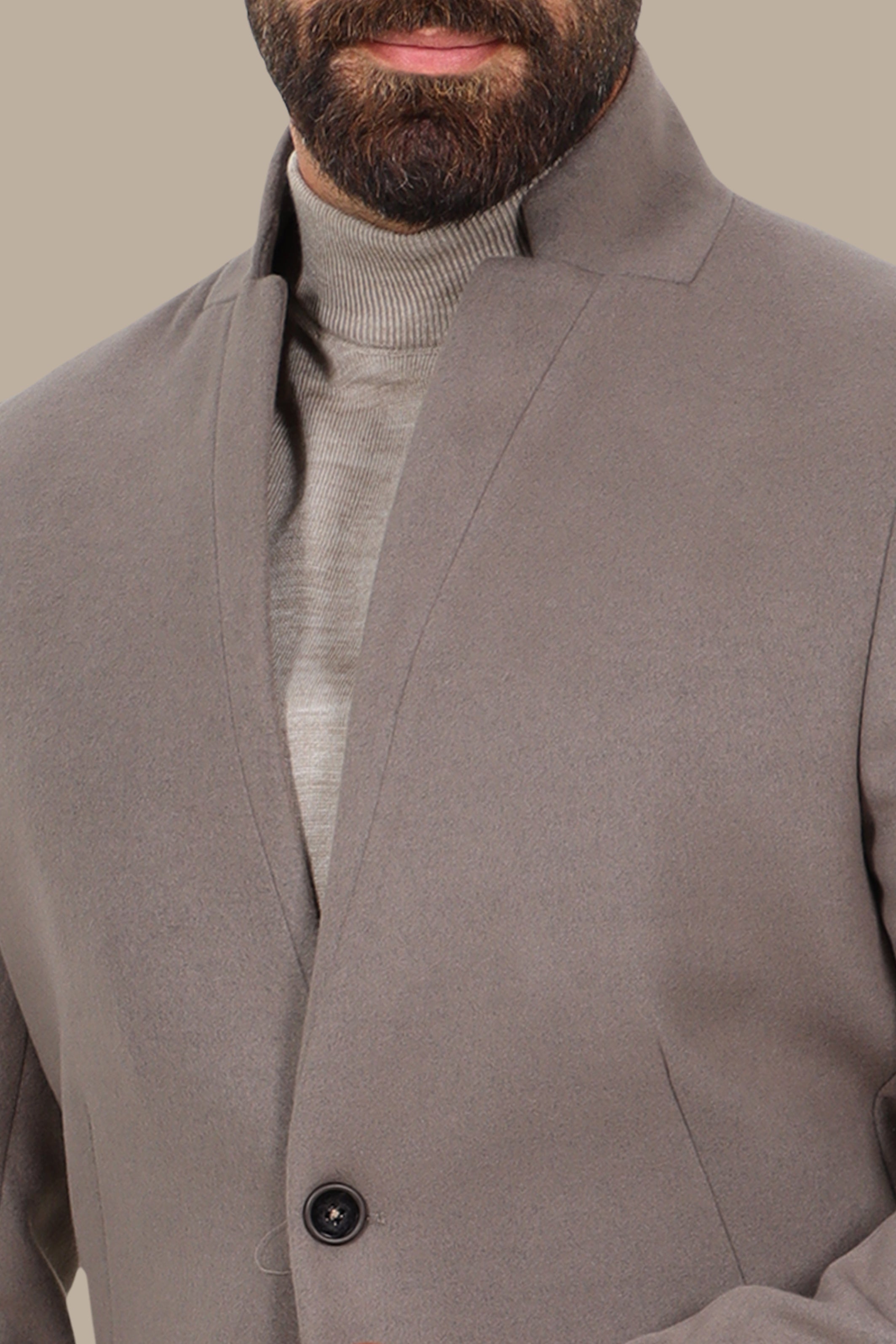 Minimalist Charm: Mocha Mao Collar Coat