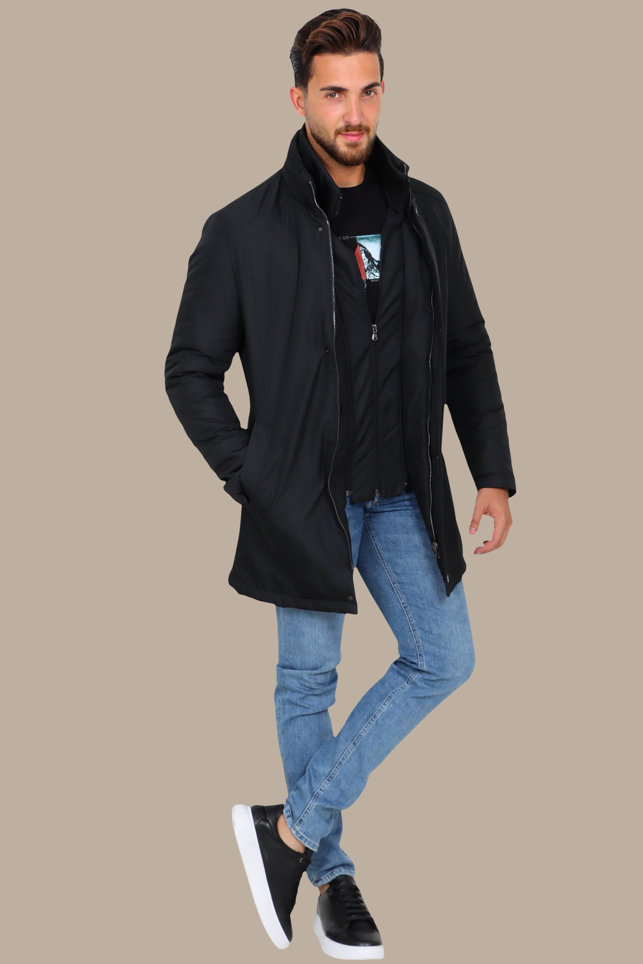 Black Beauty: Parka Perfection with Detachable Collar