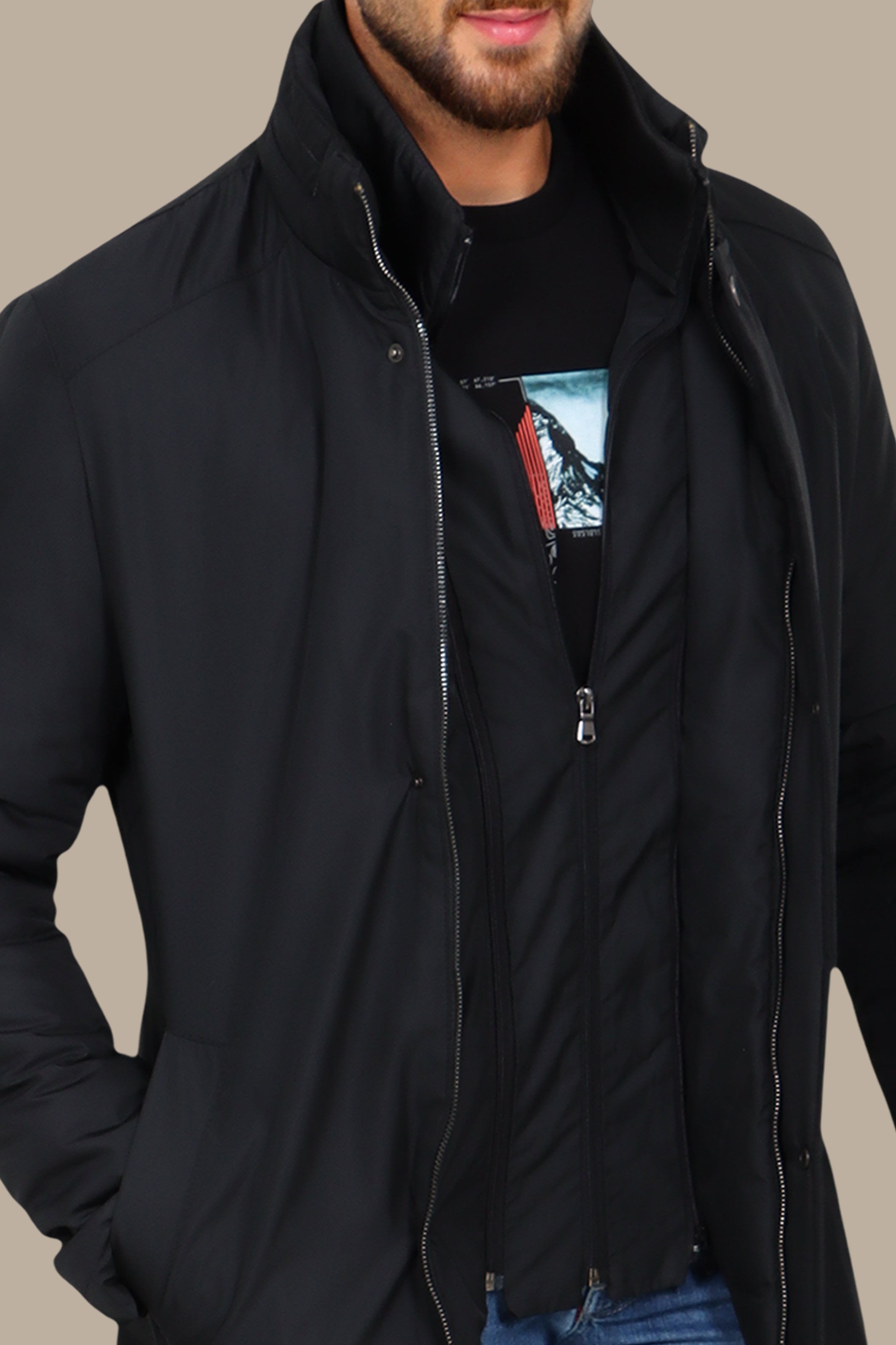 Black Beauty: Parka Perfection with Detachable Collar