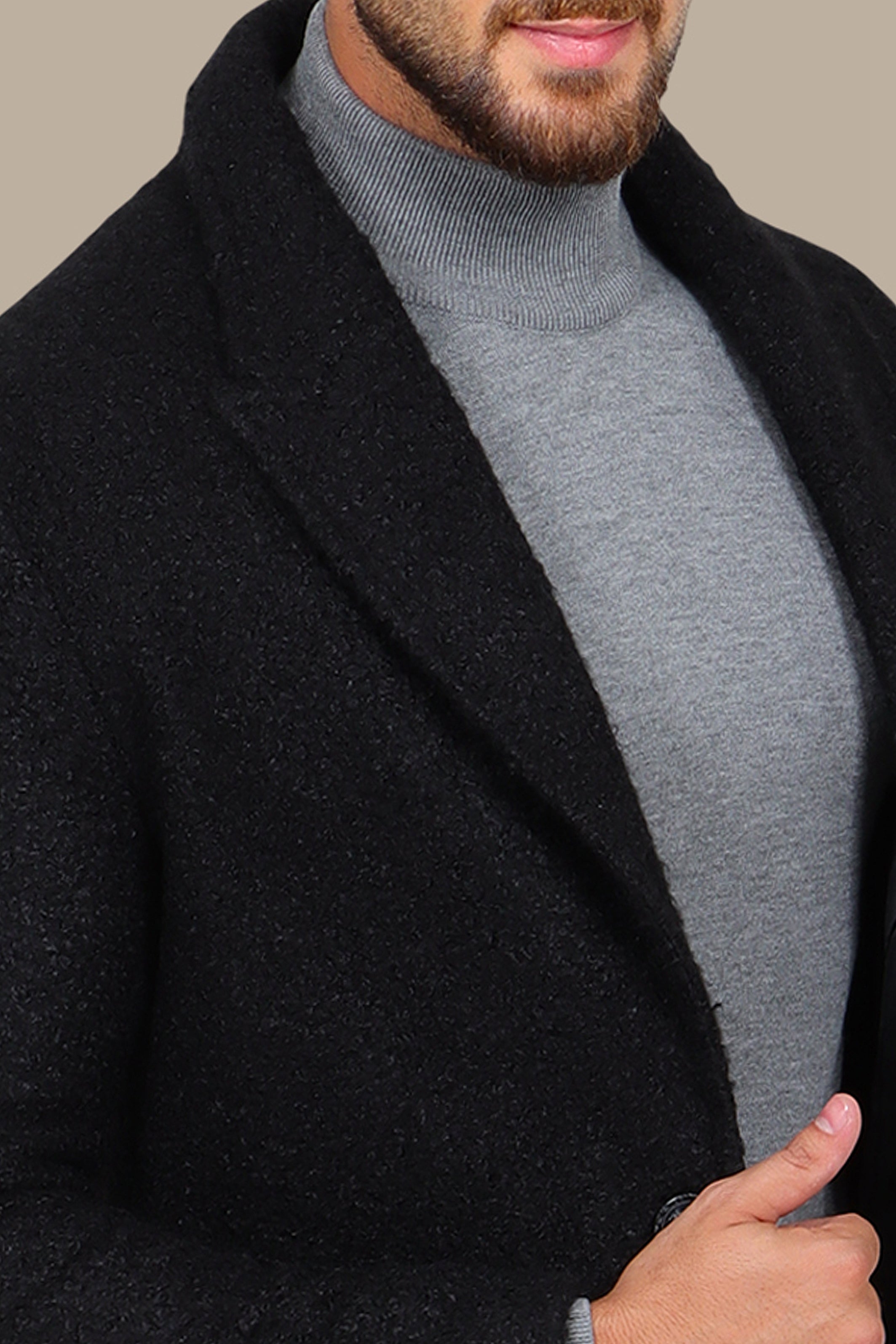 Black Oversized Wool Coat – Classic & Cozy