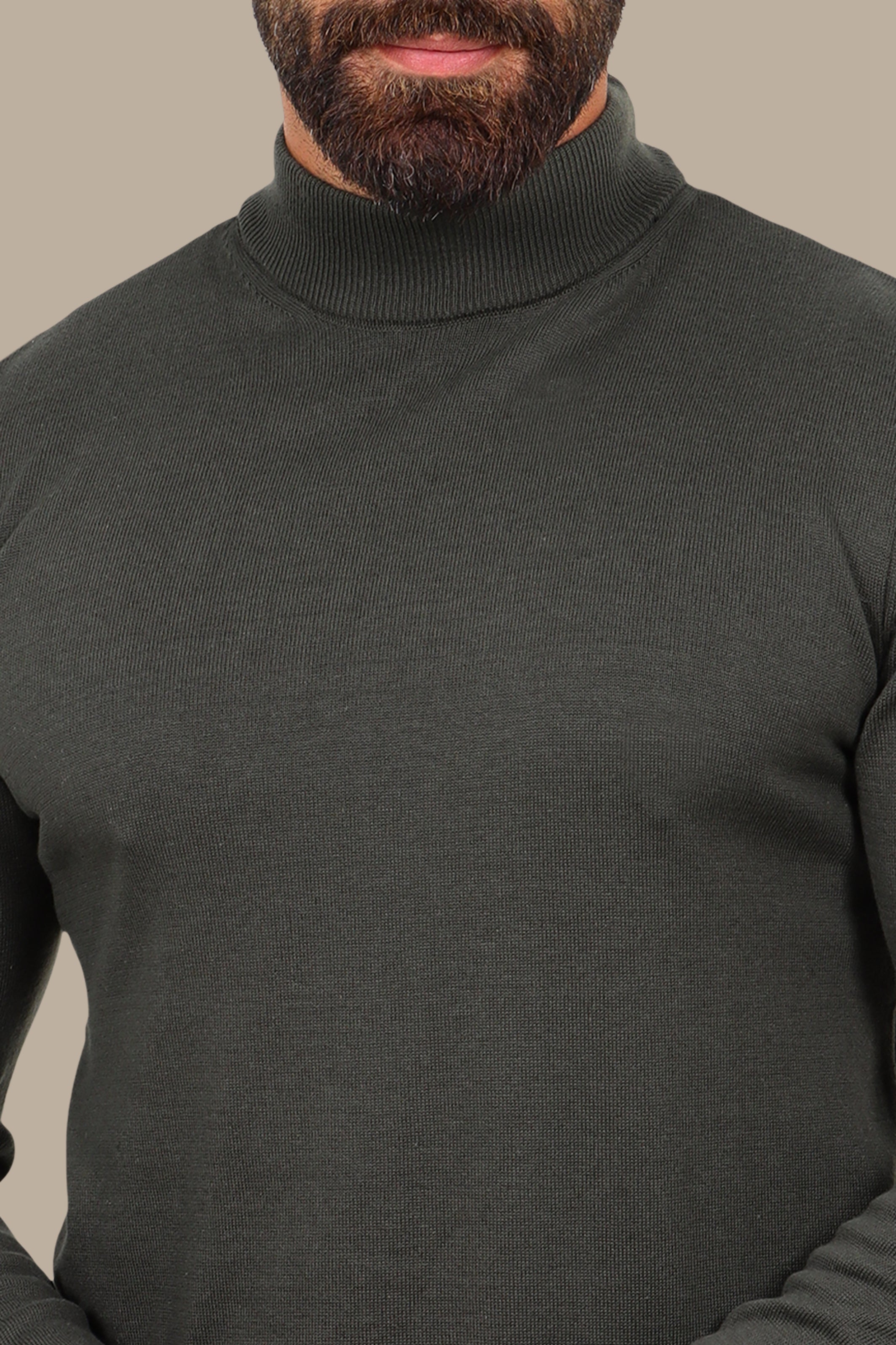 High Neck Basic Sweater Khaki