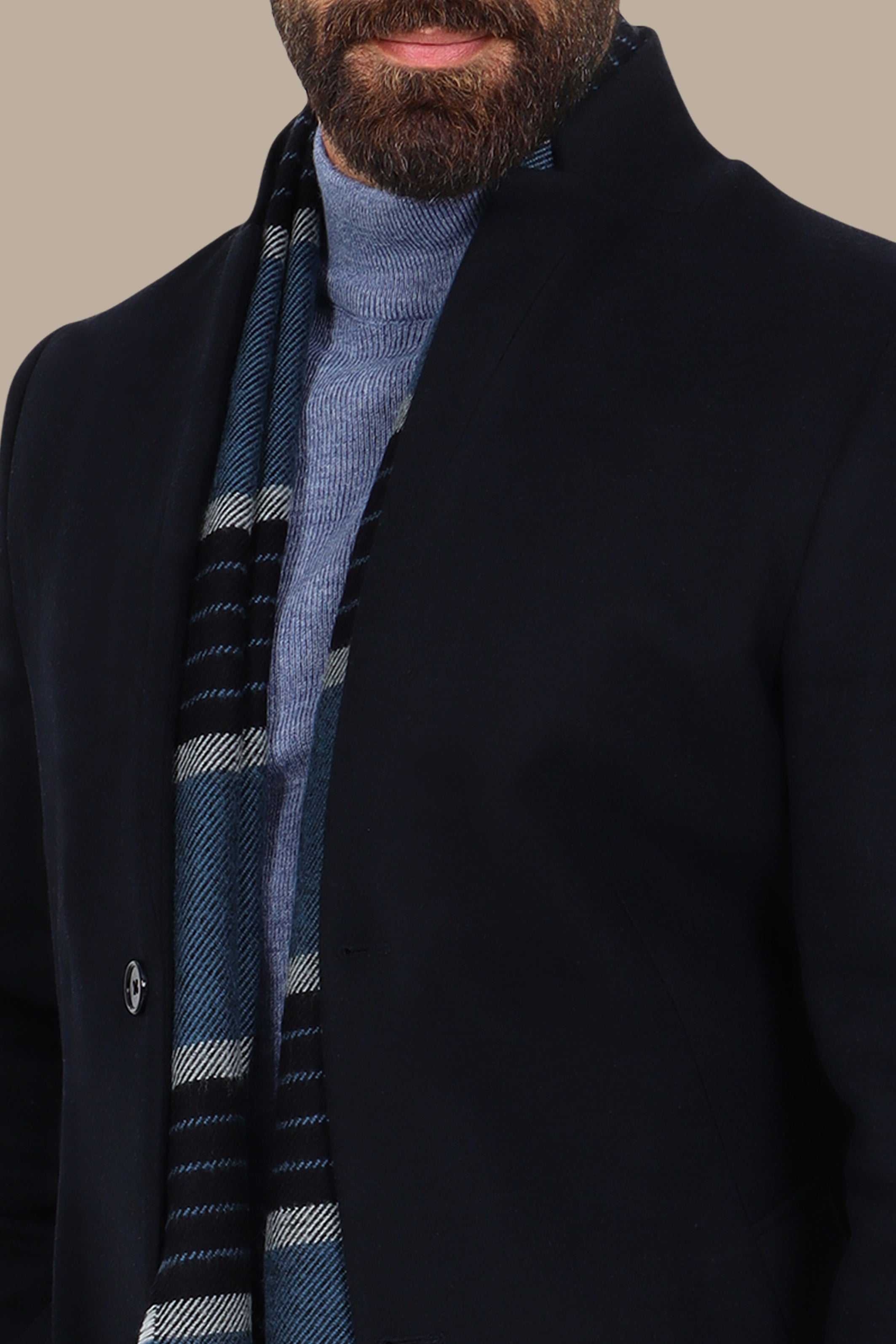 Essential Elegance: Navy Mao Collar Coat