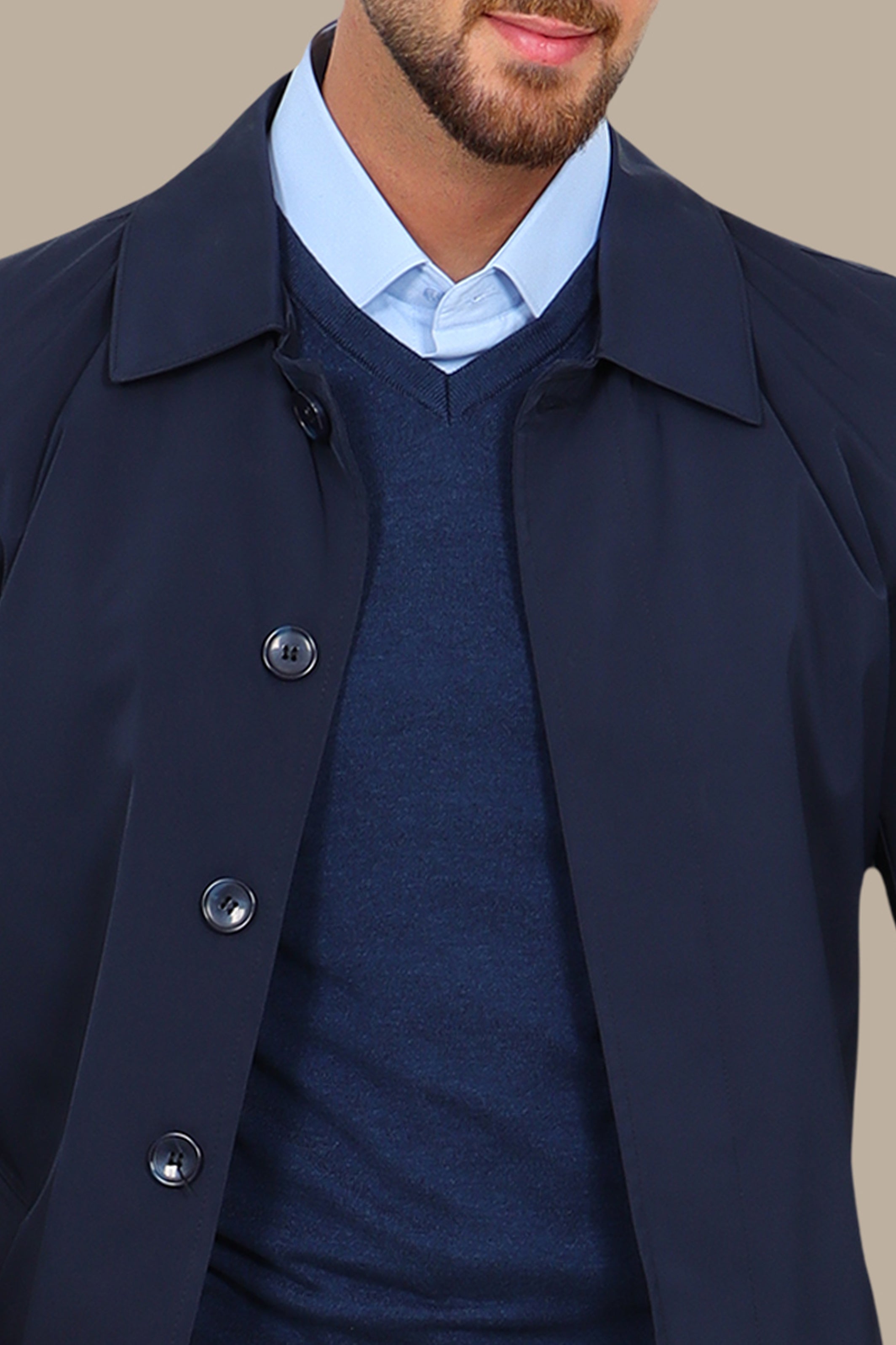 Navy Horizon: Long Parka Jacket