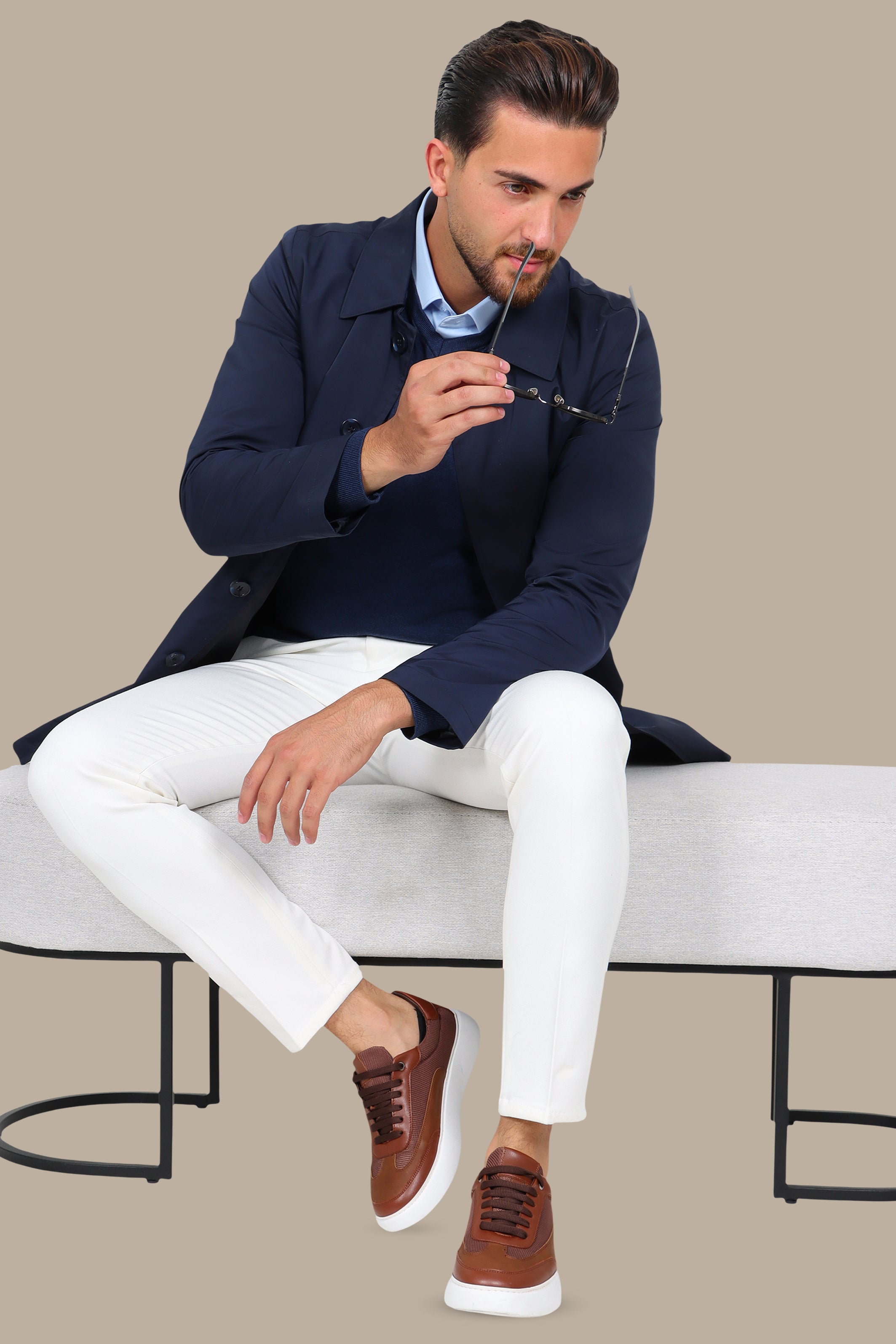 Navy Horizon: Long Parka Jacket