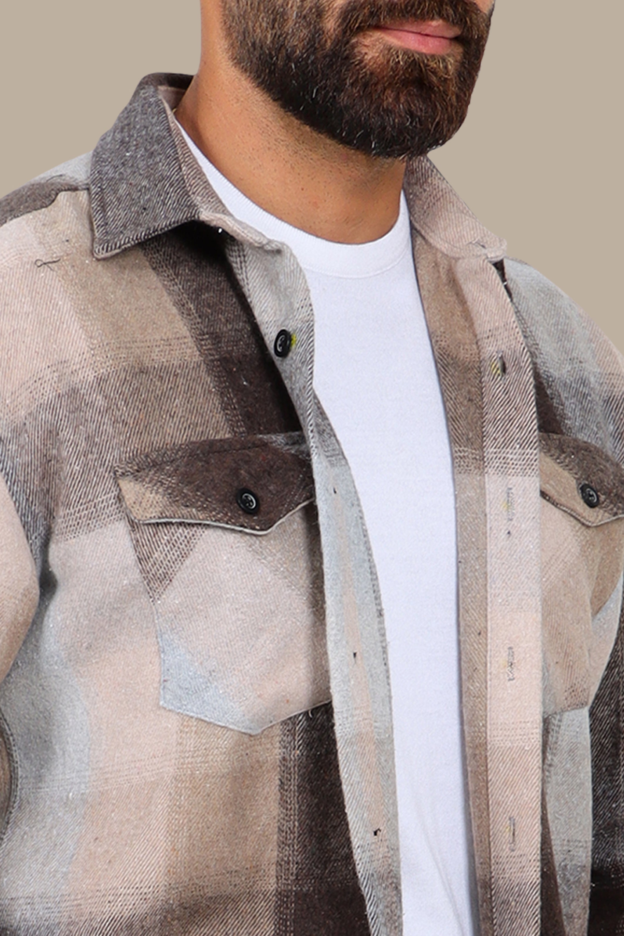 Rugged Essentials: Brown Two-Pocket Overshirt