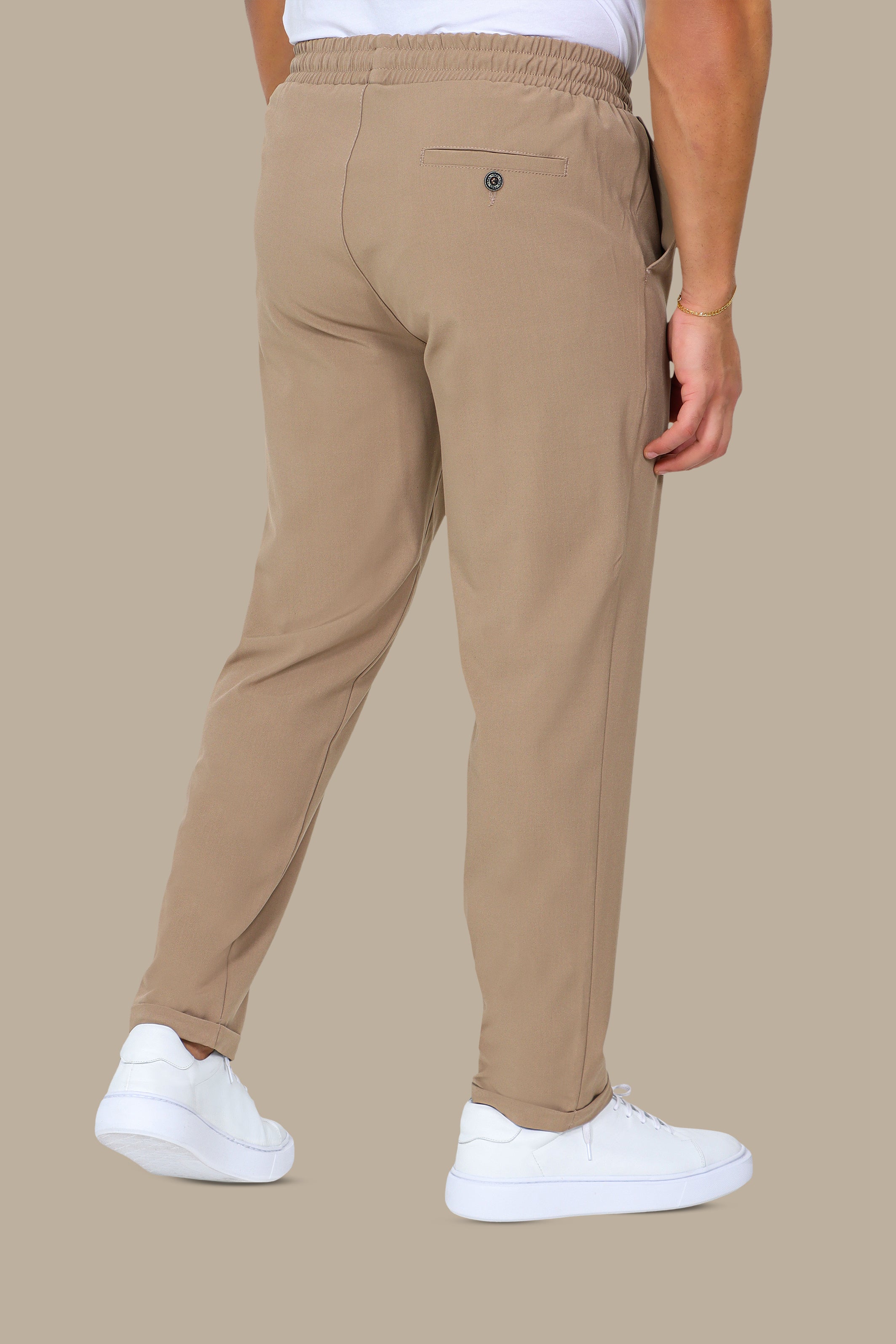 Beige Slim-Fit Jogger Pants