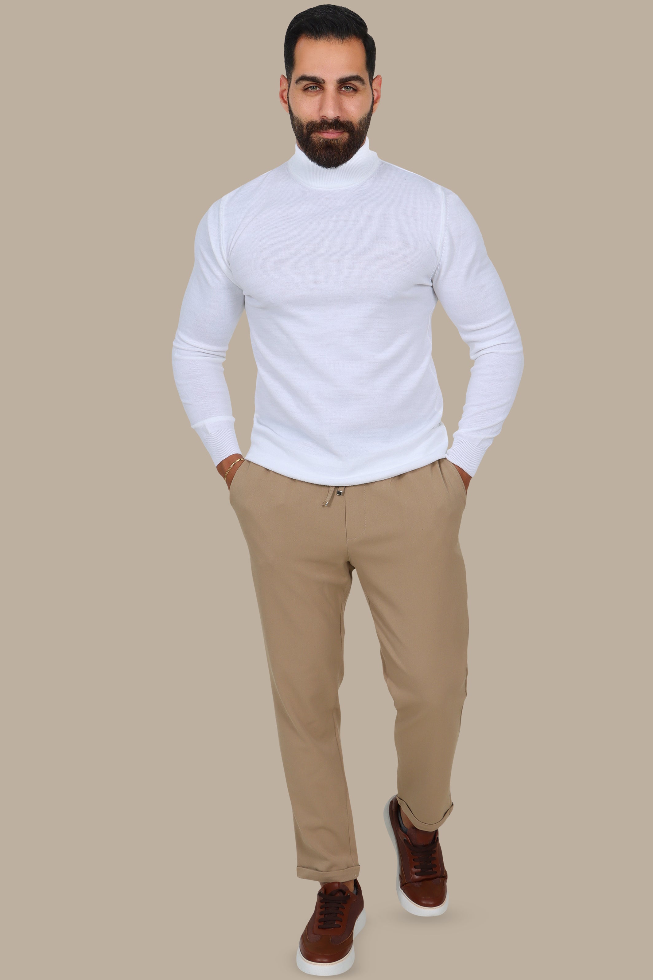 High Neck Basic Sweater White
