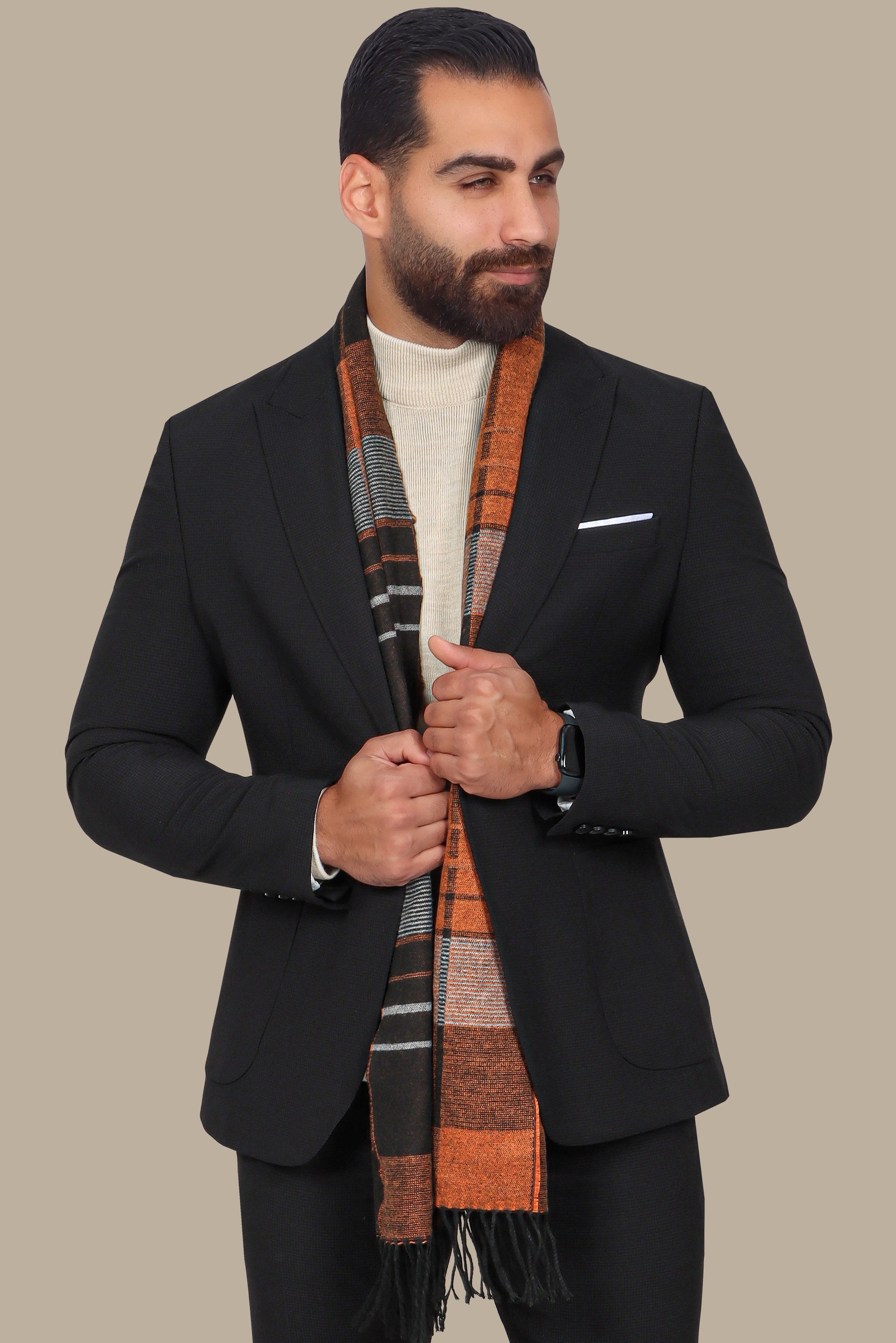 Black Travel Suit: Structured with Peak Lapel