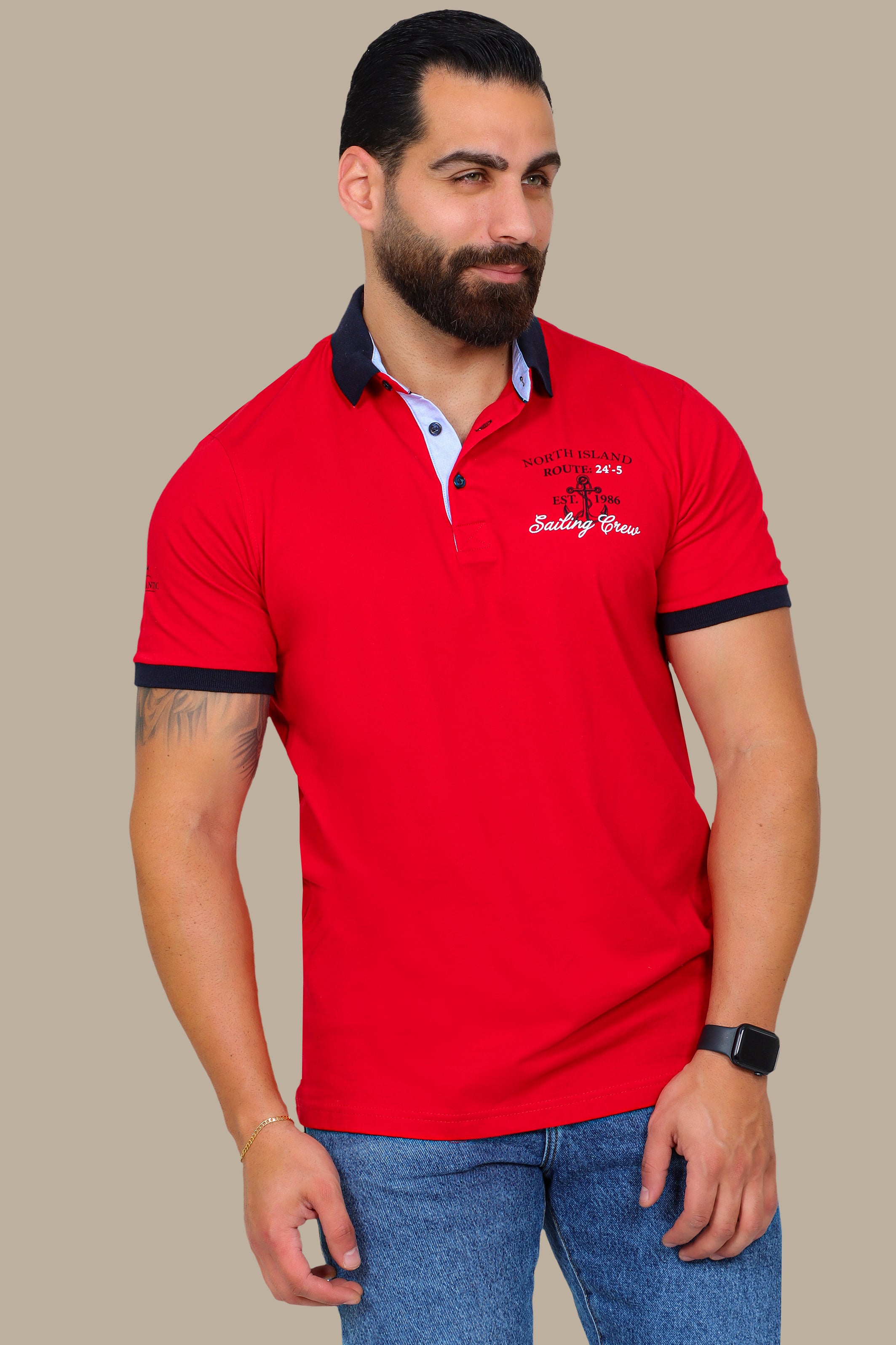 Red Sailing Crew Polo Shirt