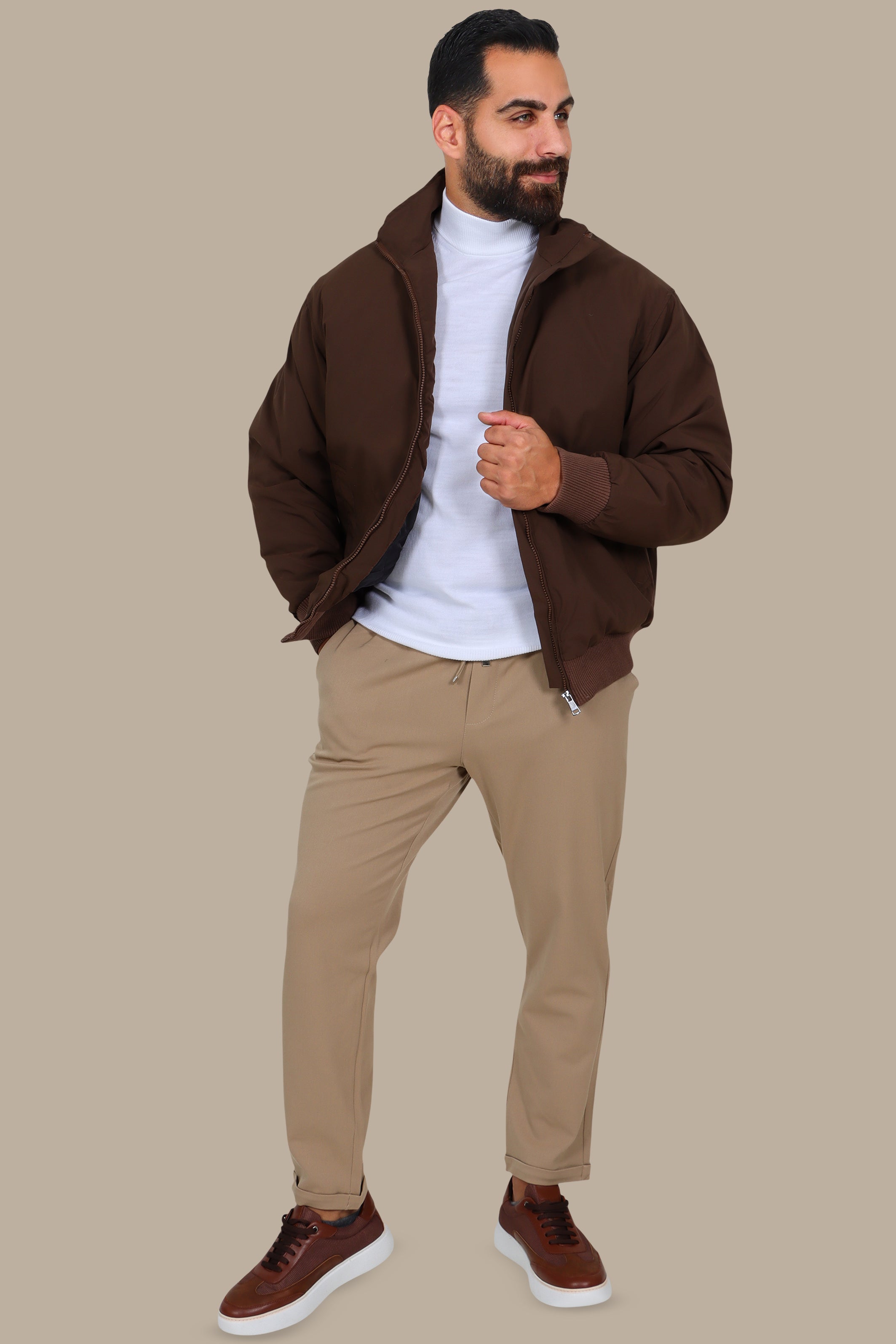 Oversized Short-Cut Jacket Brown
