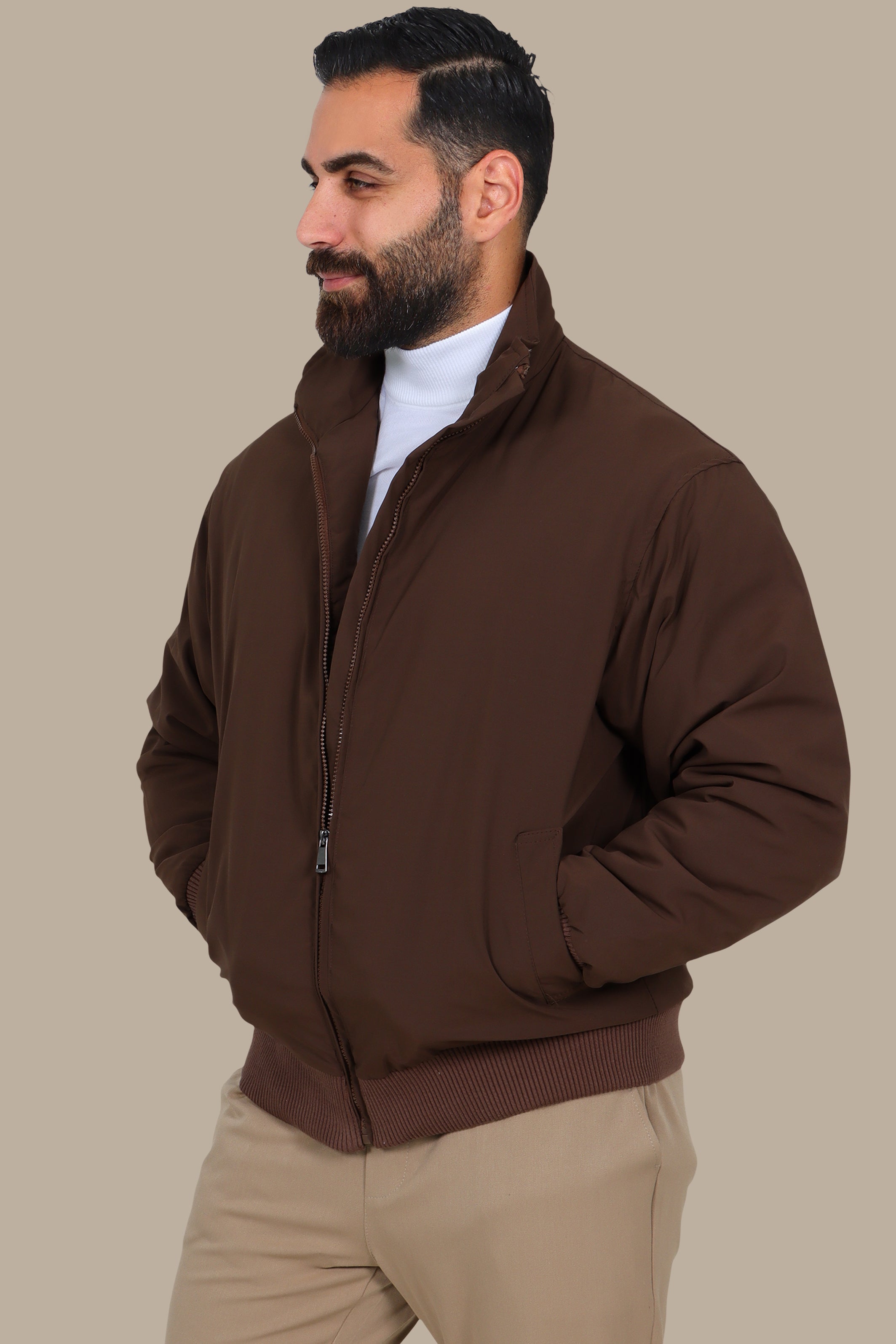 Oversized Short-Cut Jacket Brown