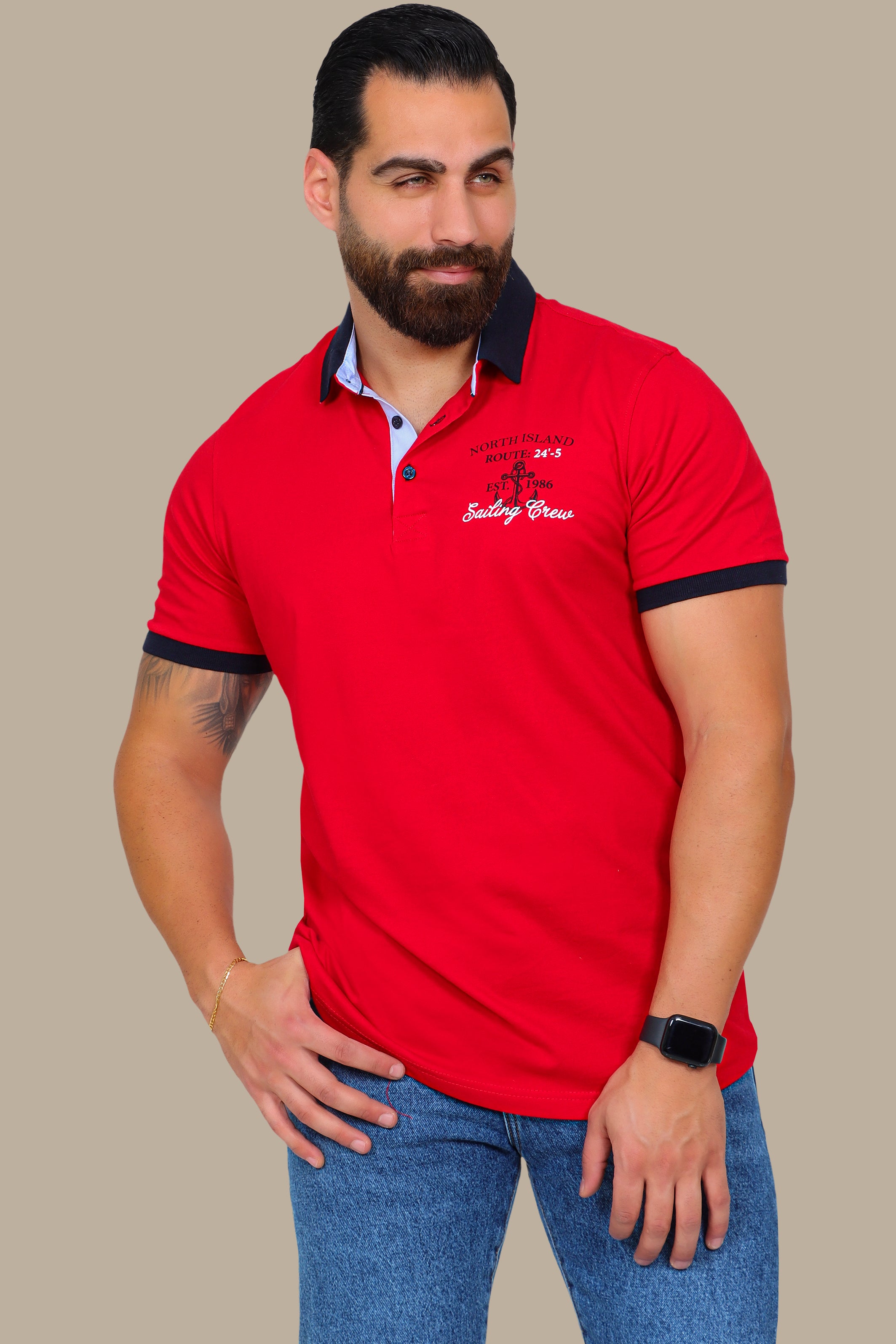 Red Sailing Crew Polo Shirt