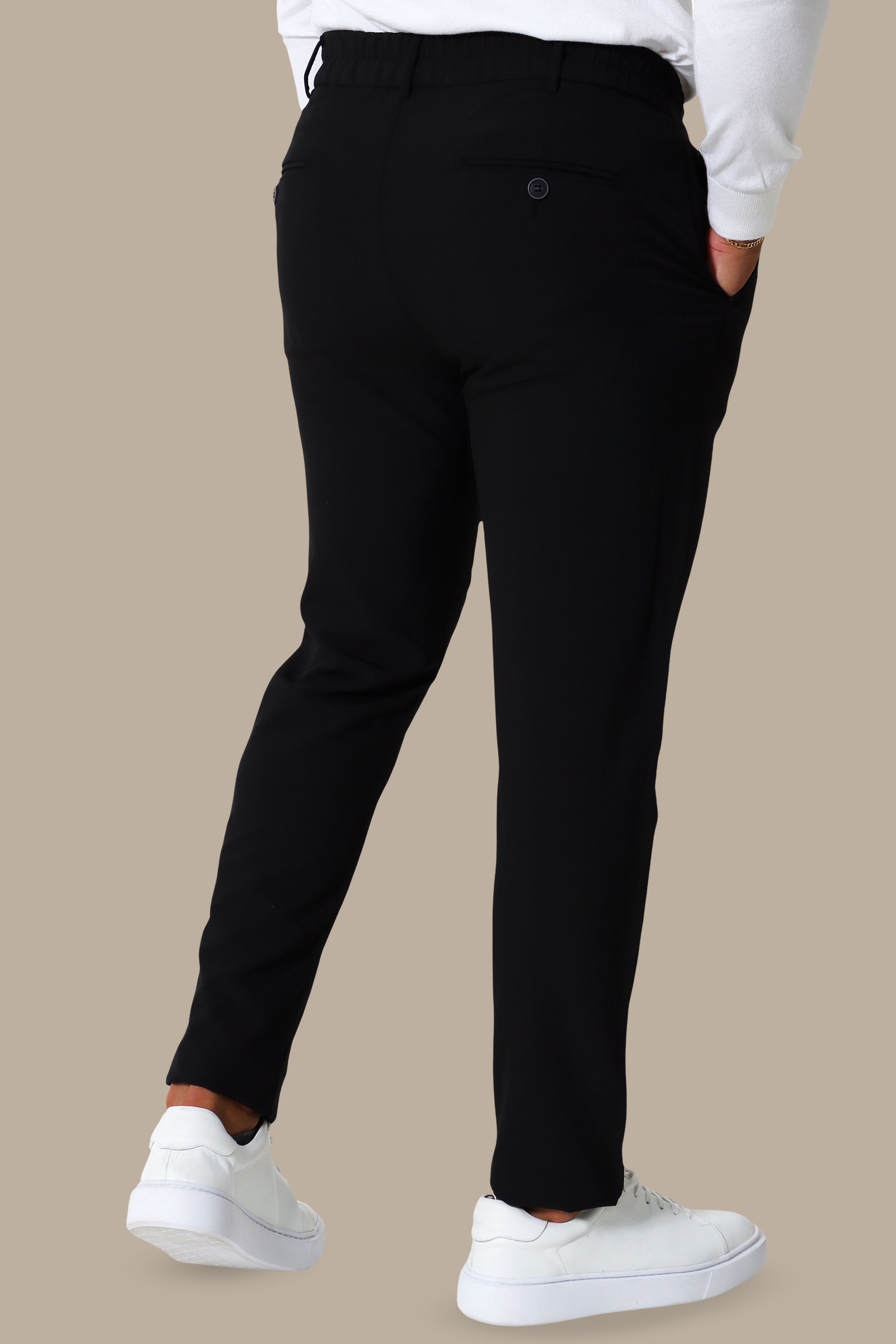 Black Slim Cidem Trousers with Elastic Waist
