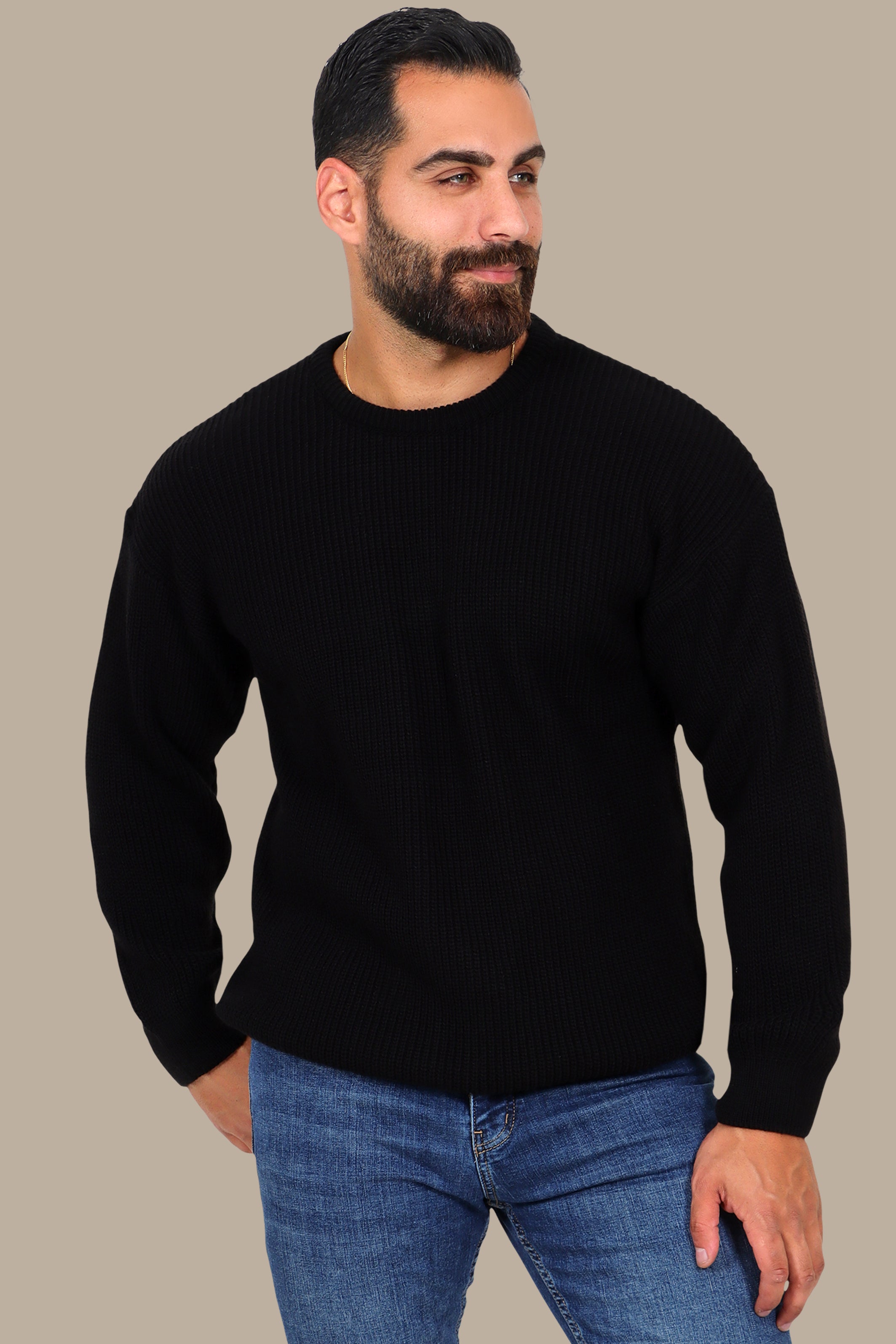 Thick Mercerized Oversized Sweater Black