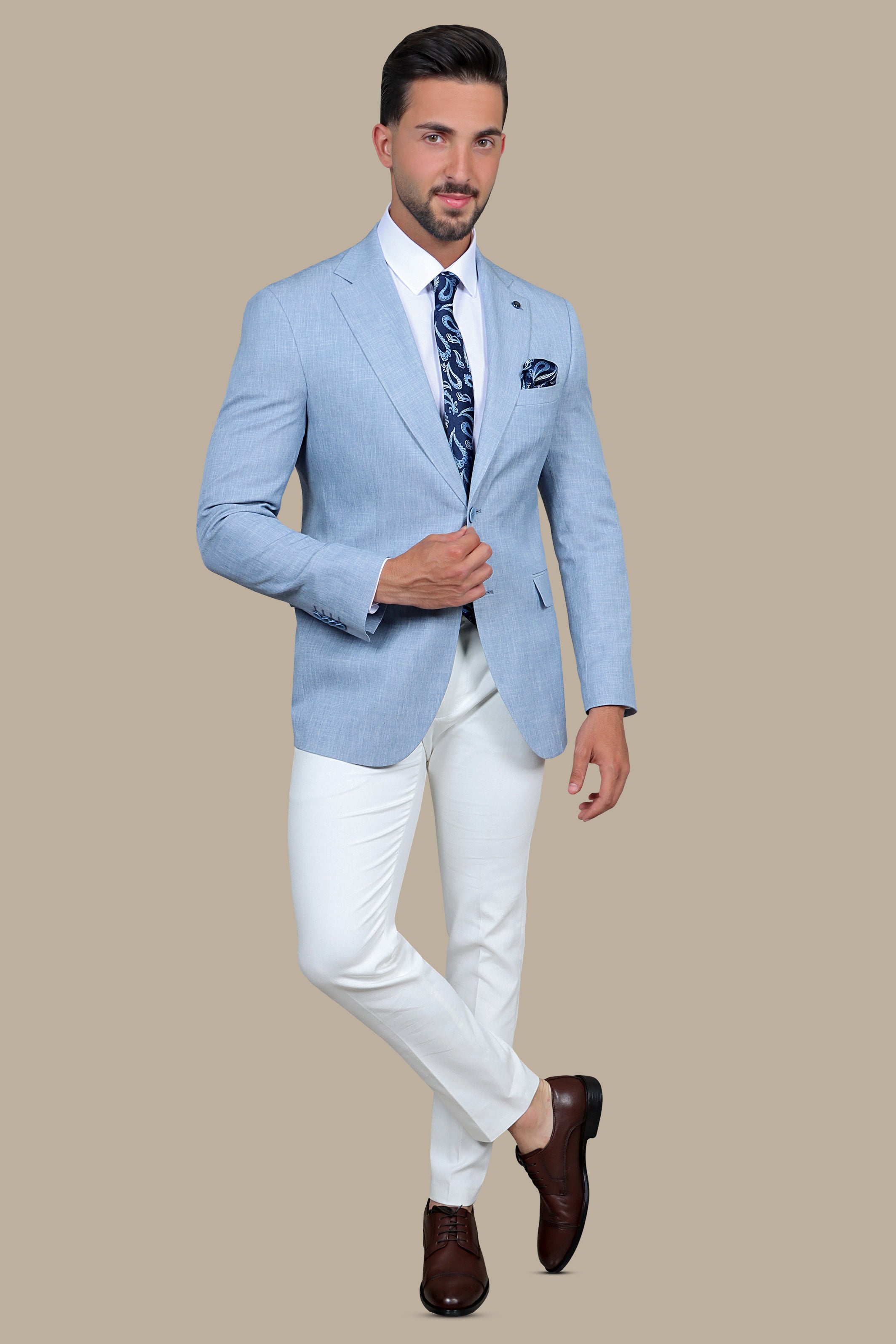 Elegant Light Blue Fila Blazer with Notch Lapel