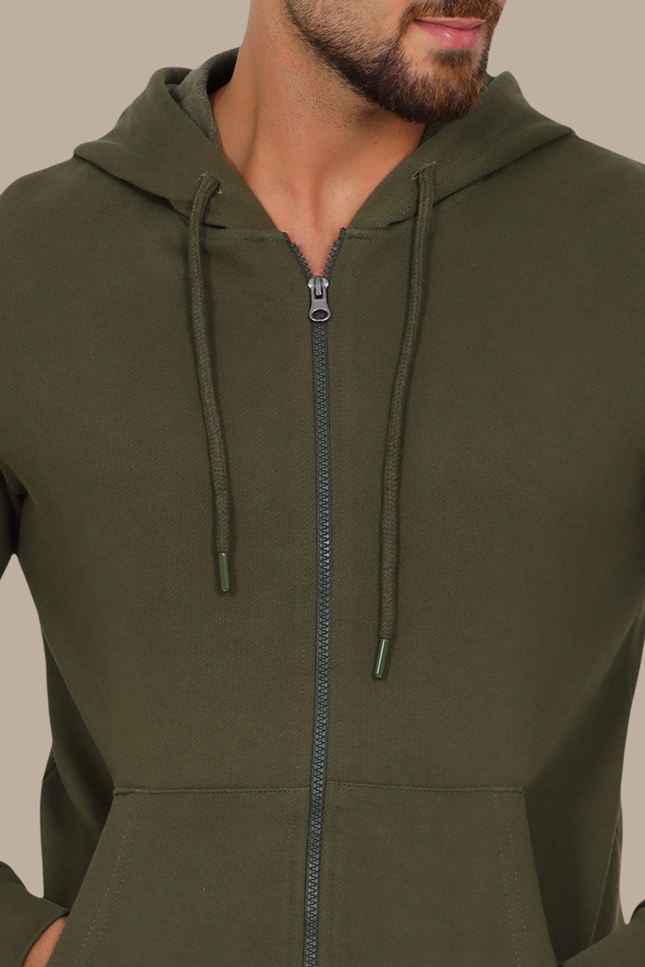 Khaki Hoodie Plain Basic Sweatshirt