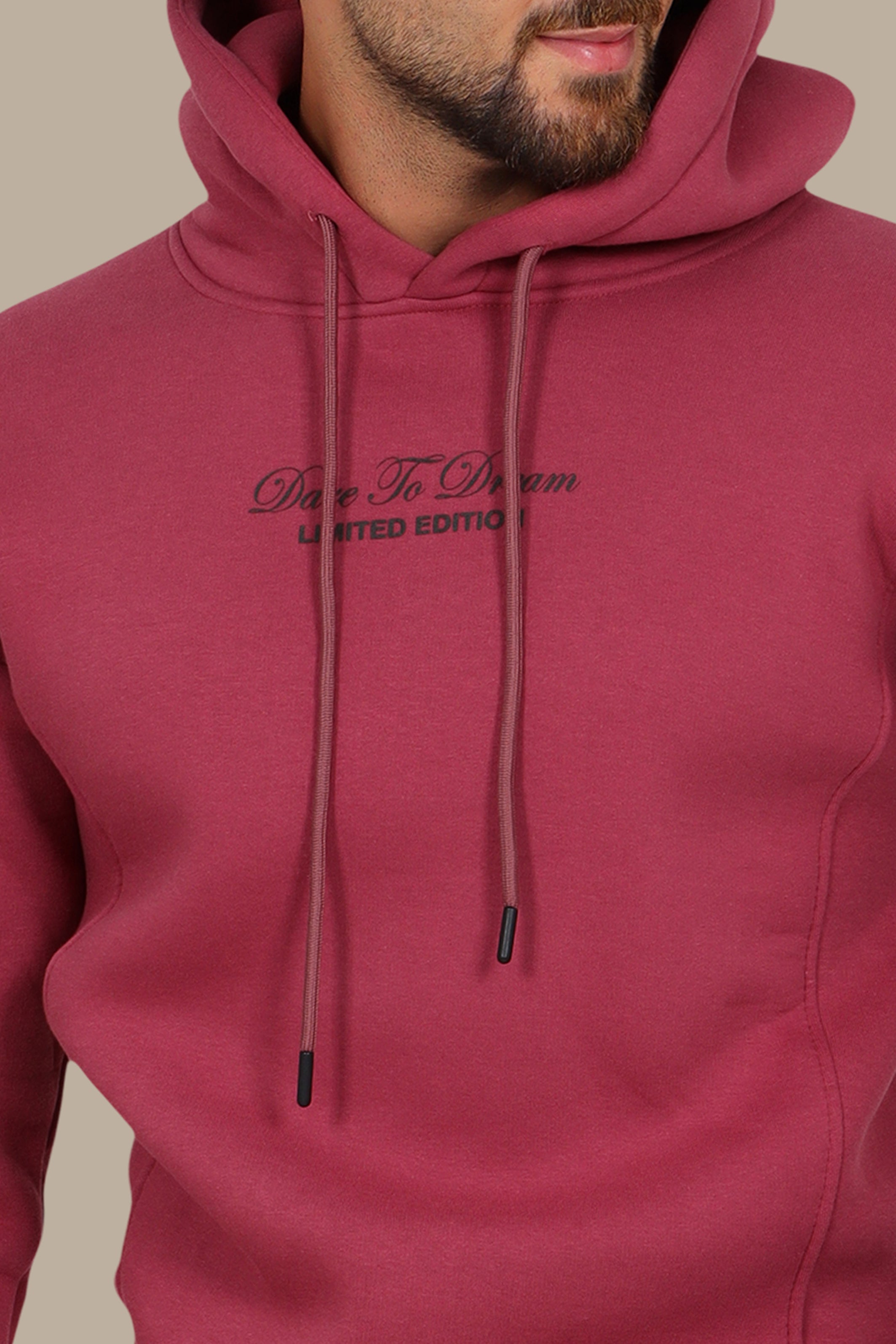 Dreamscape: Oversized Dark Pink Printed Hoodie