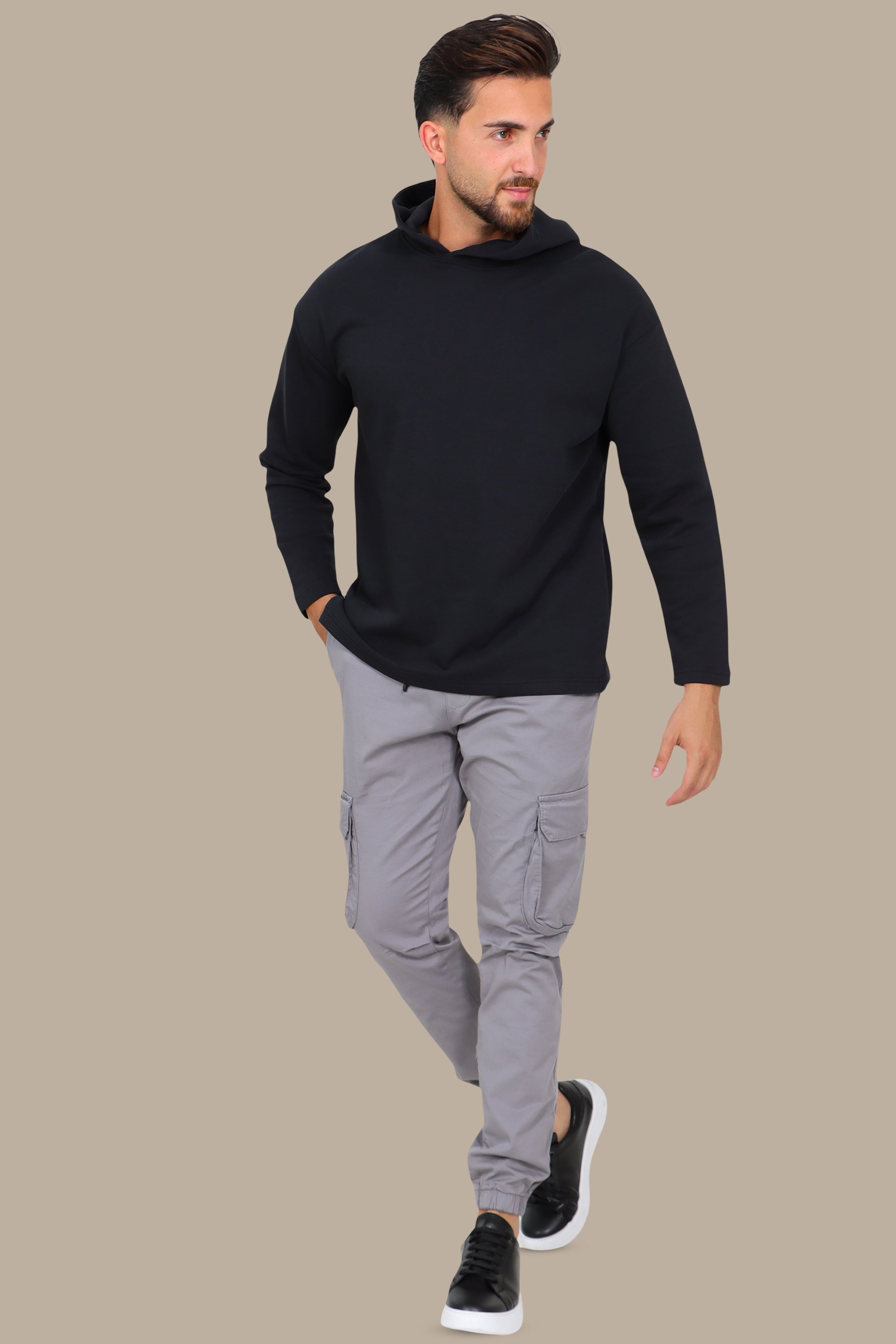 Timeless Elegance: Black Plain Basic Hoody