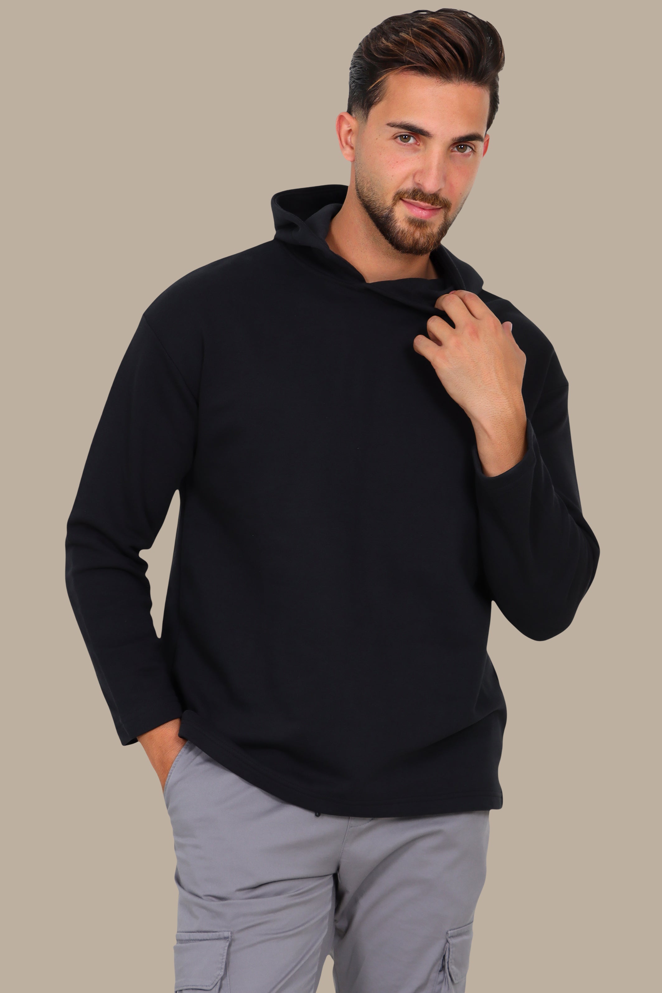 Timeless Elegance: Black Plain Basic Hoody