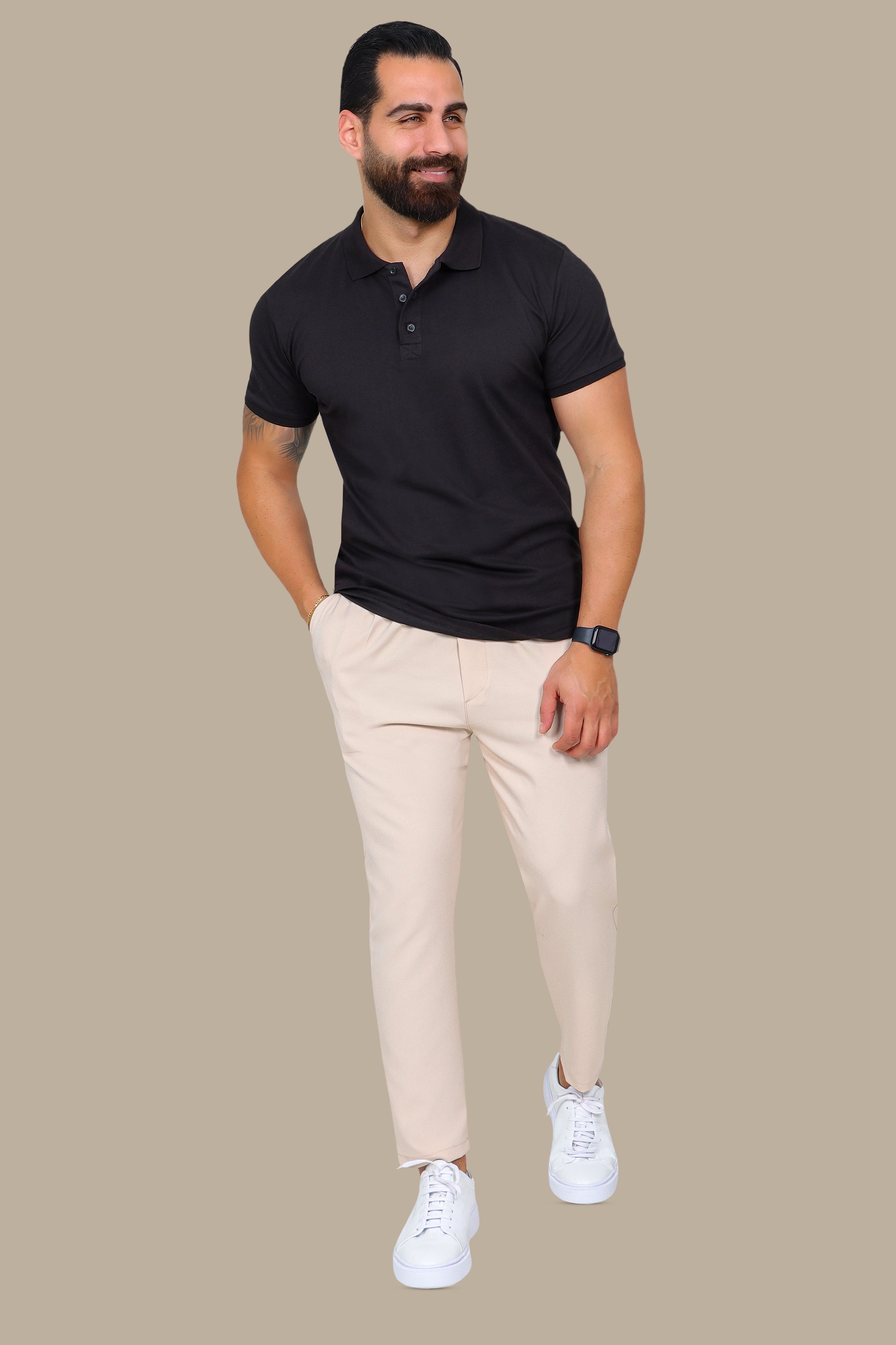 Black Basic Plain Polo Shirt