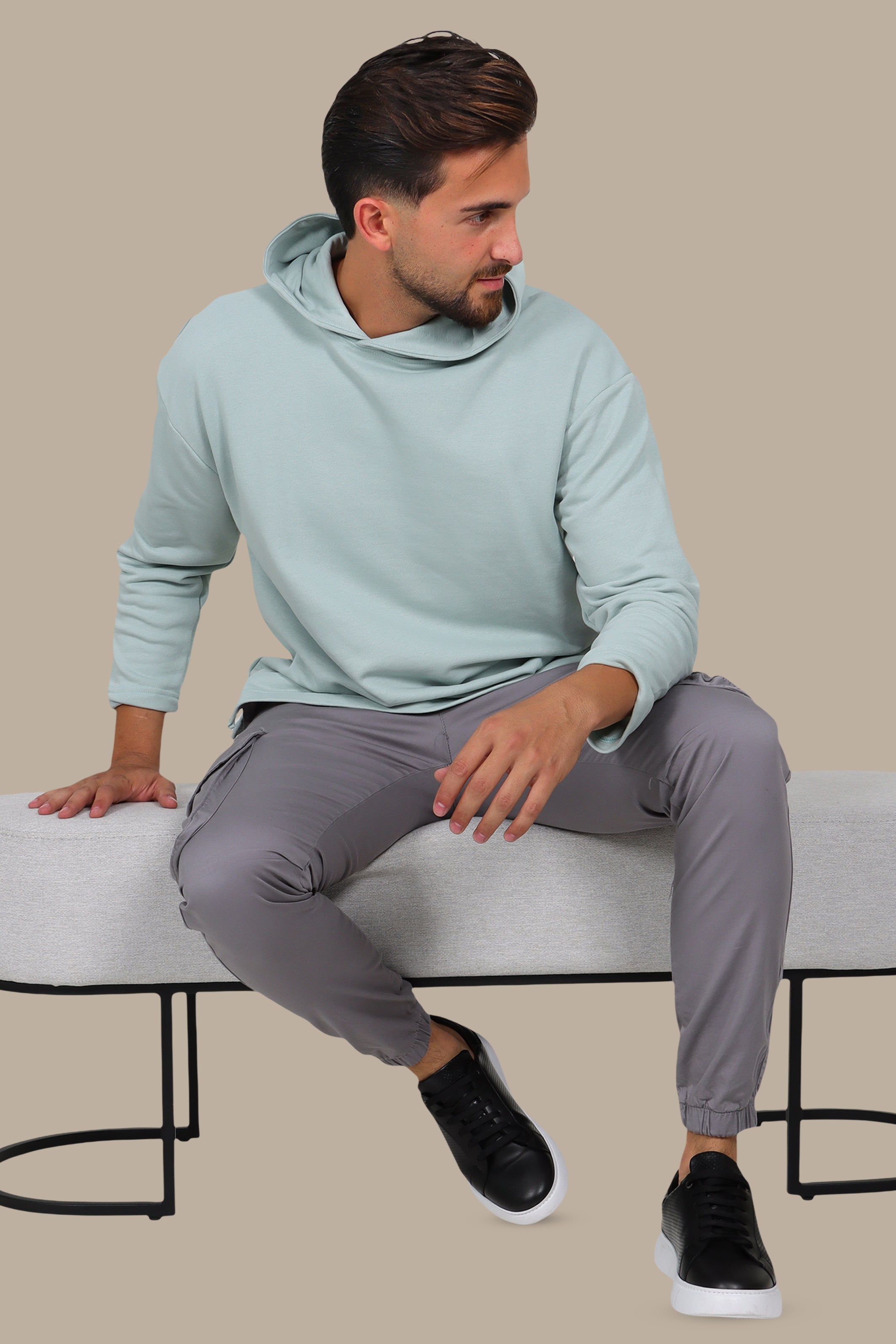 Basic Hooded Sweatshirt in Aqua
