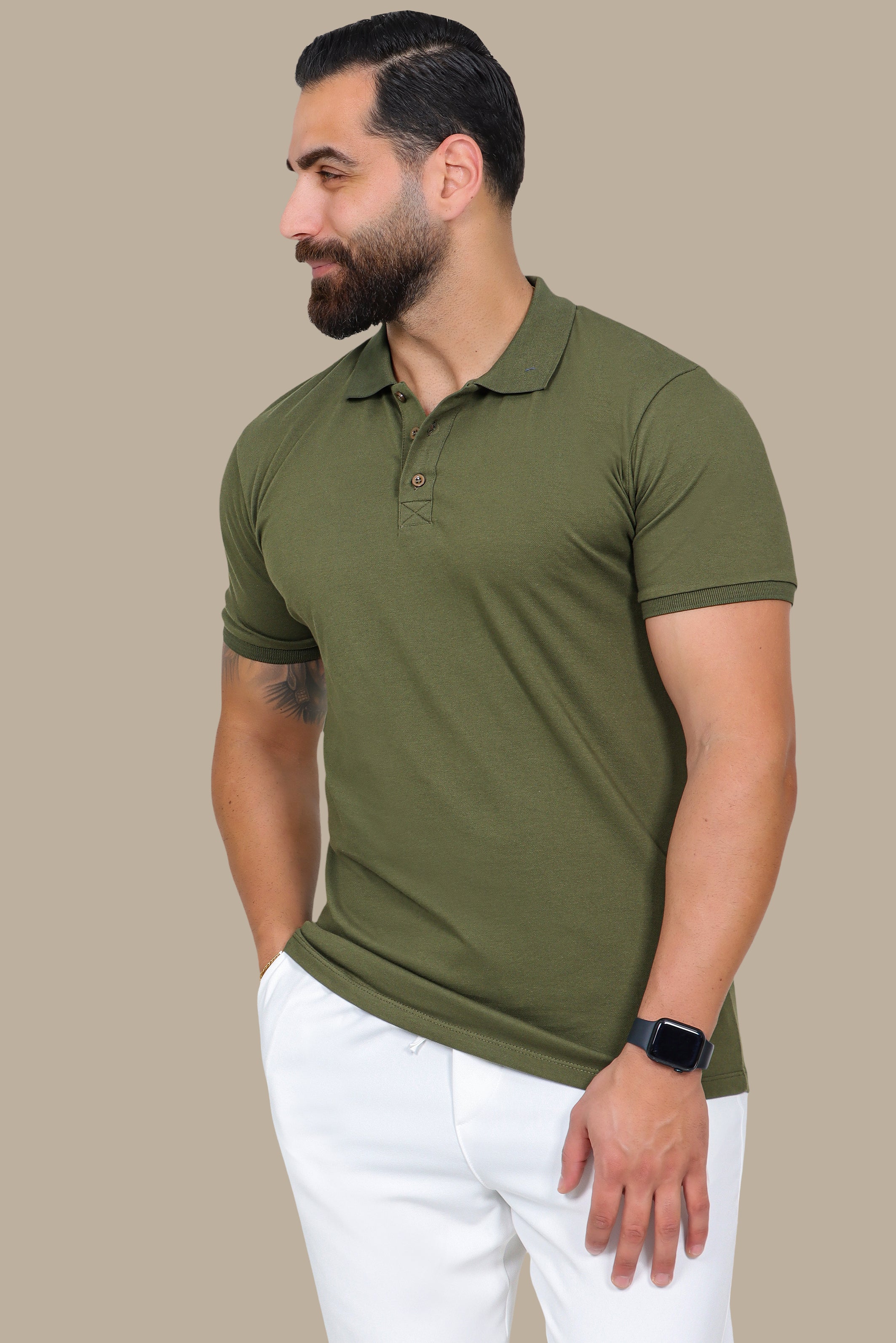 Khaki Basic Plain Polo Shirt