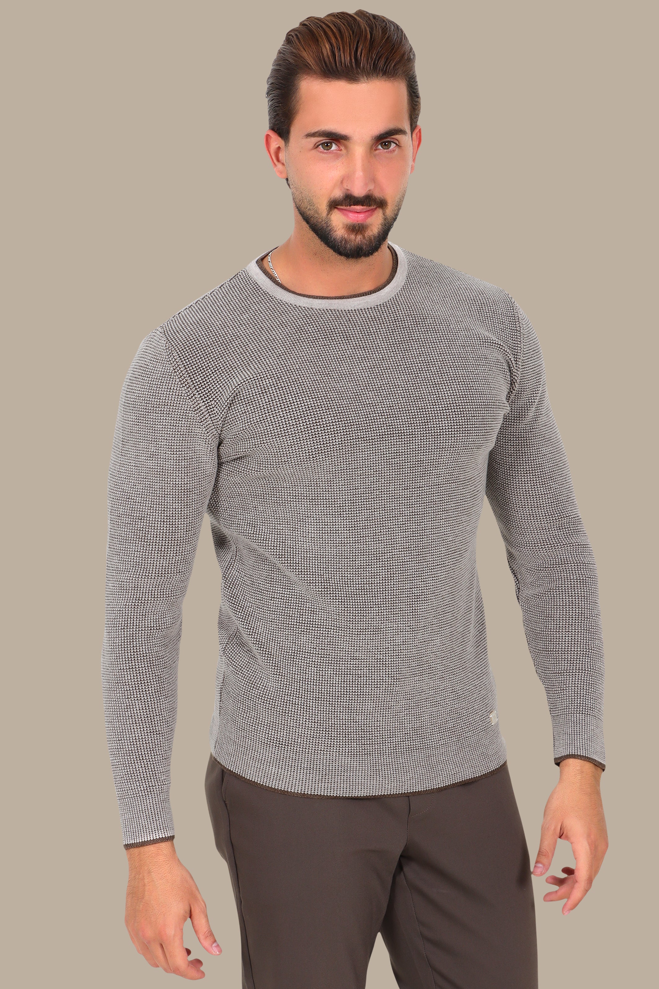 Elegant Layers: Beige Double-Collar Top