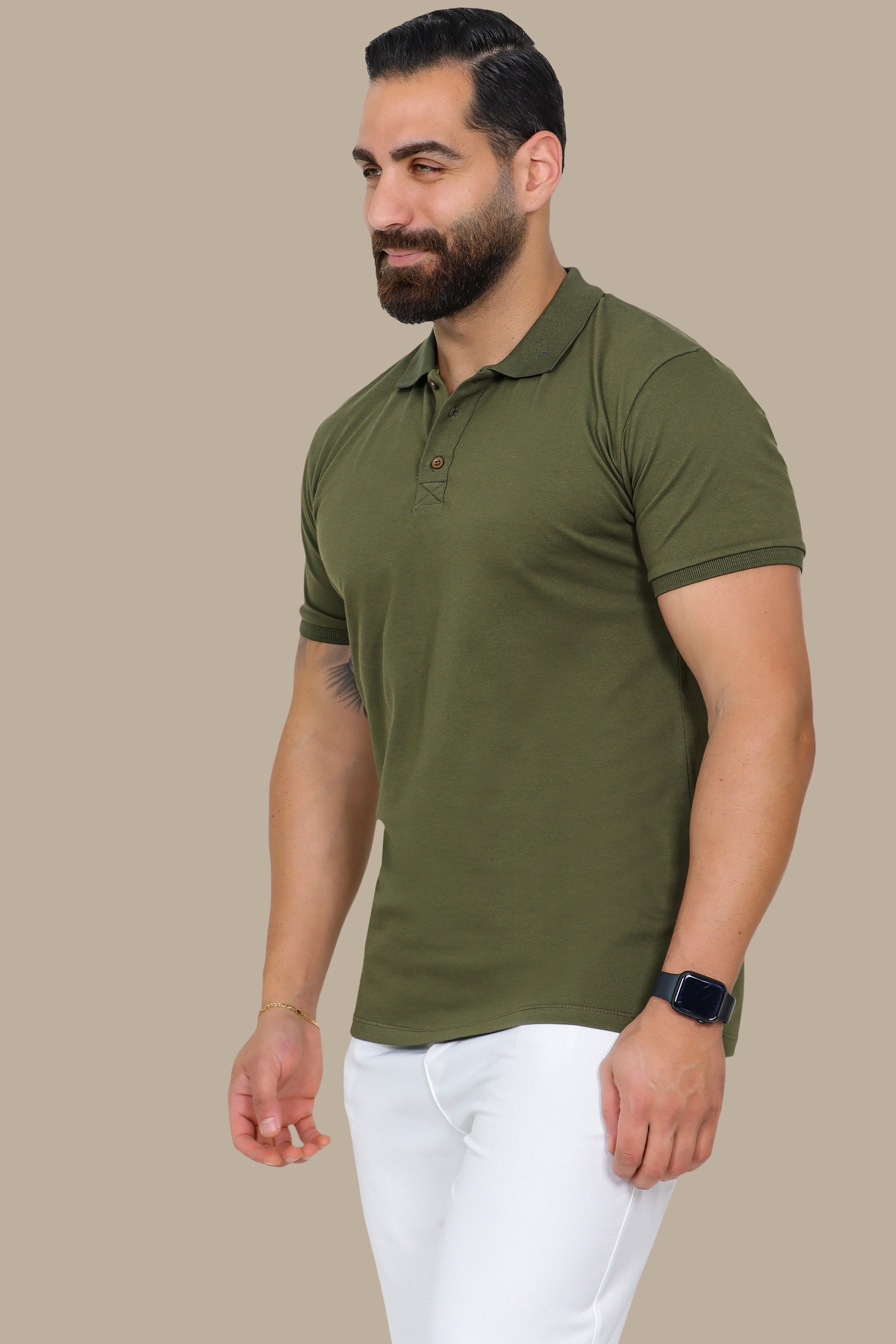 Khaki Basic Plain Polo Shirt
