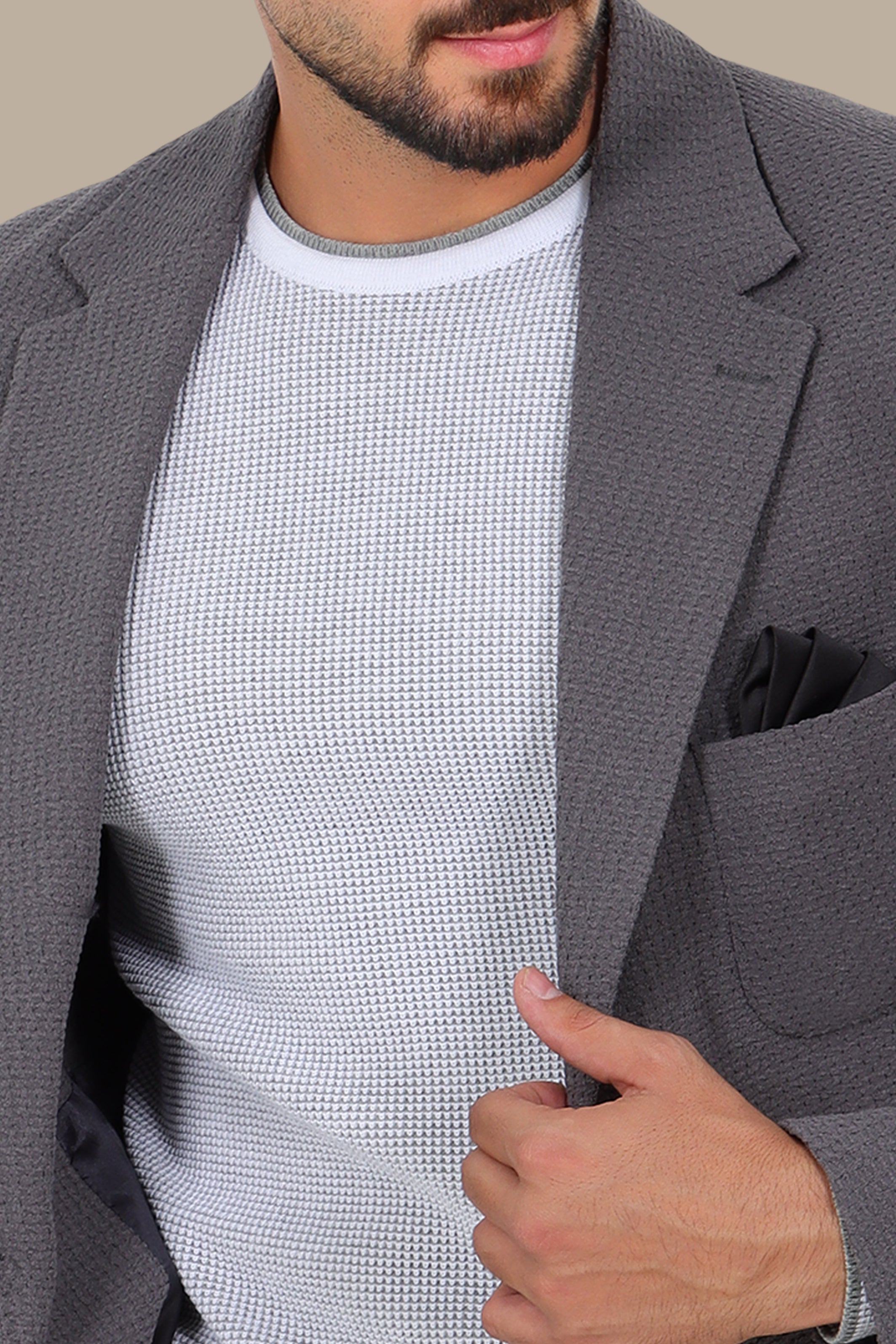 Urban Edge: Dark Grey Notch Lapel Blazer