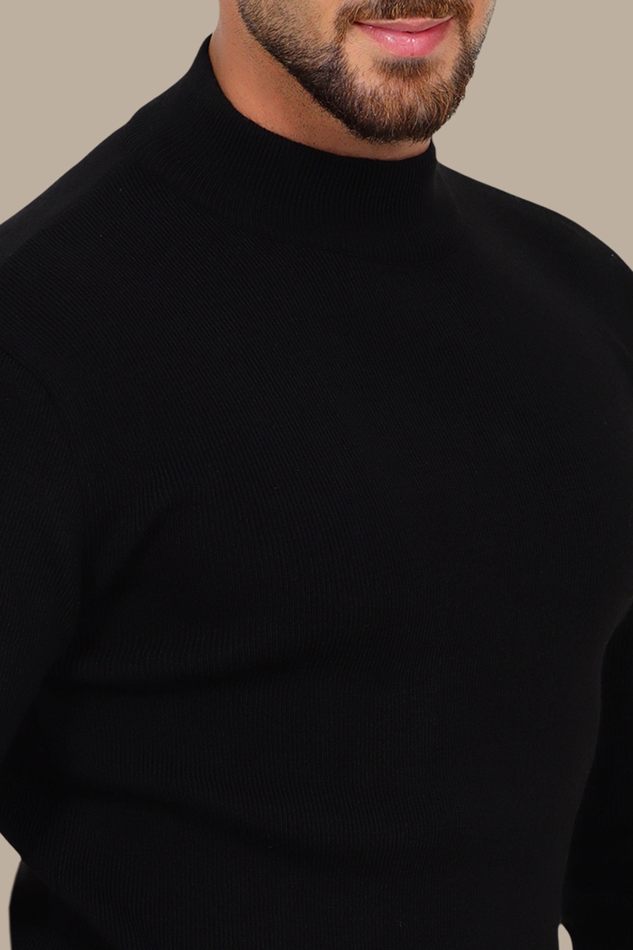 Black High Neck Basic Sweater