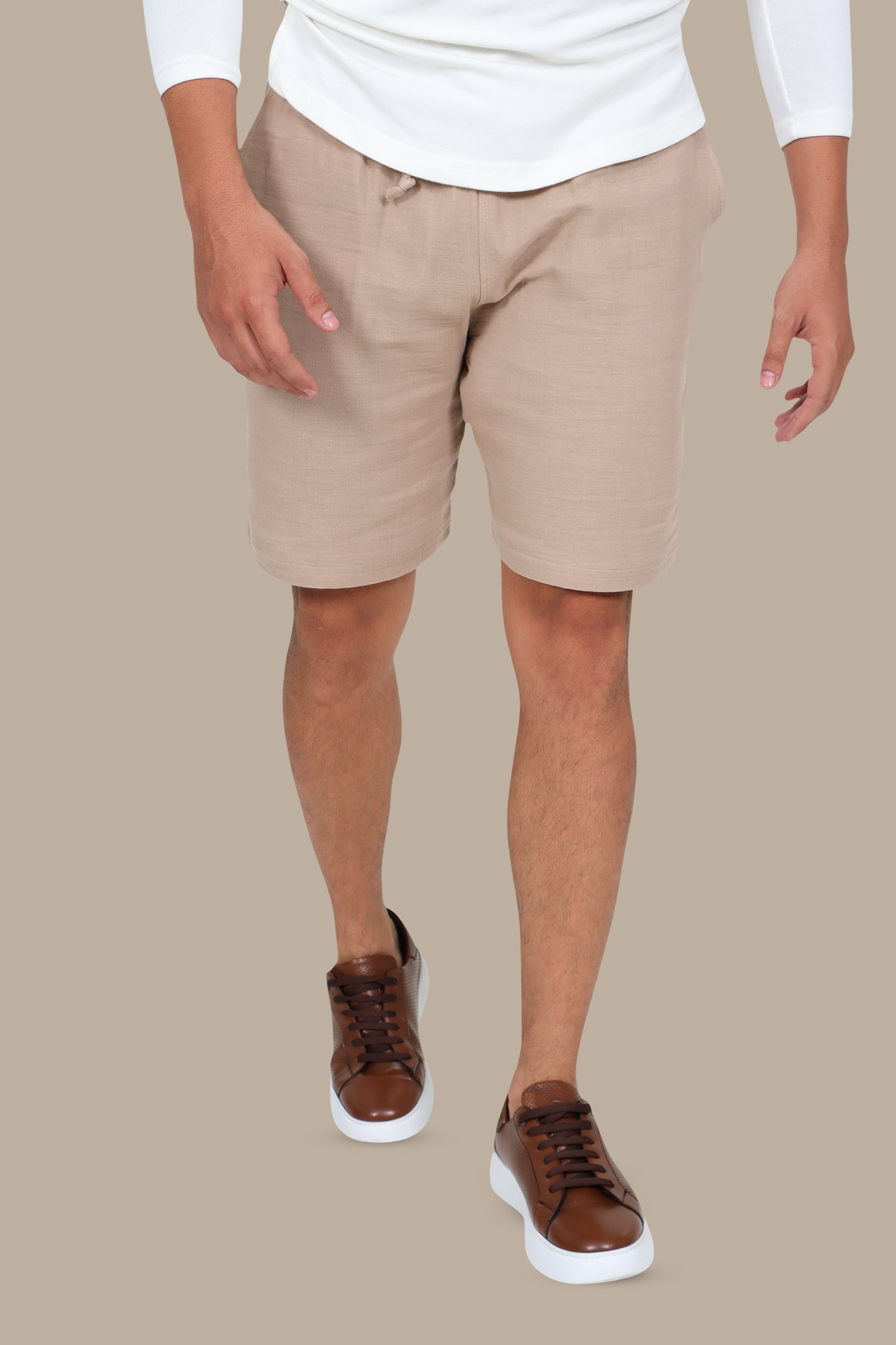 Beige Linen Shorts