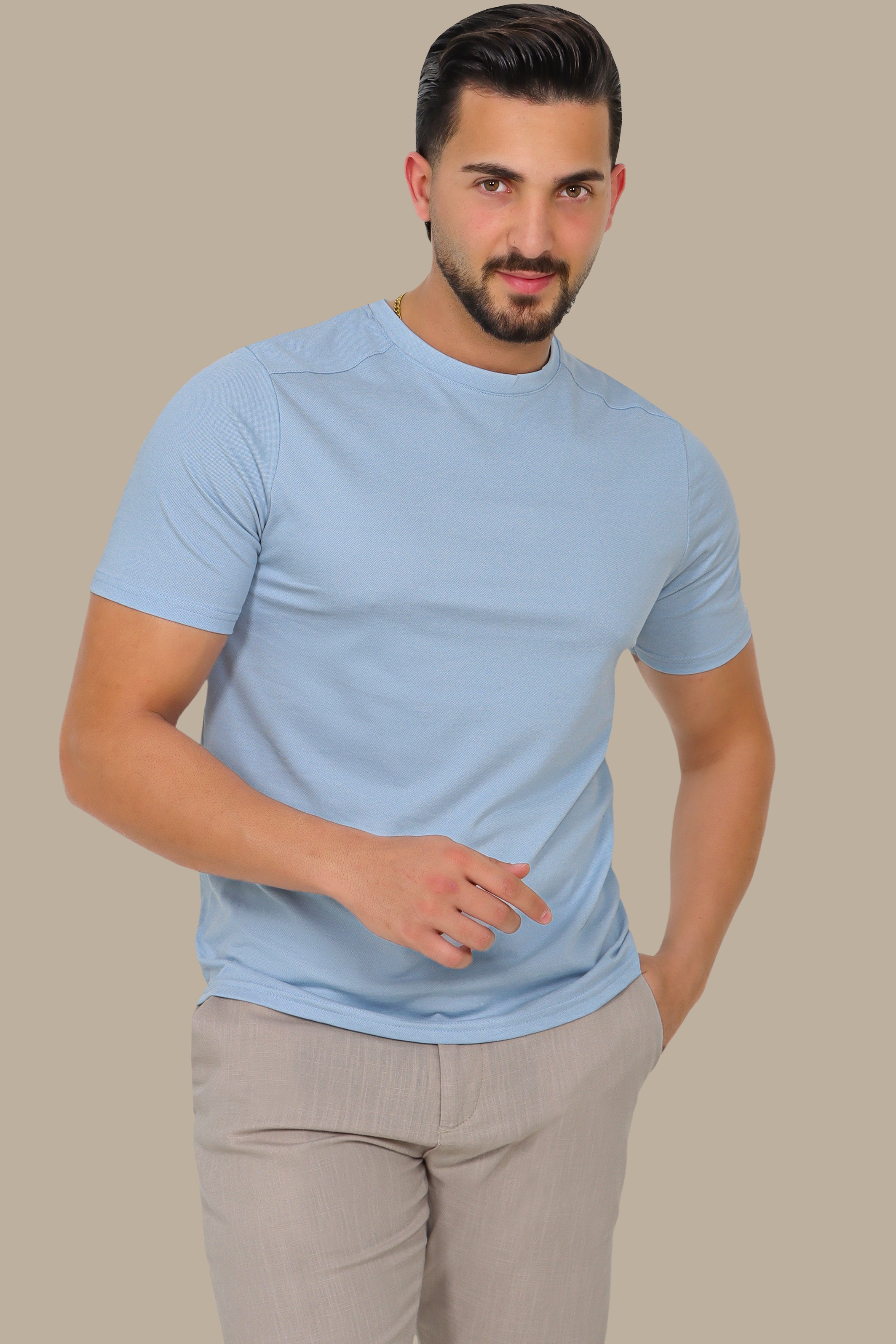Light Blue Oxford Piquet T-Shirt
