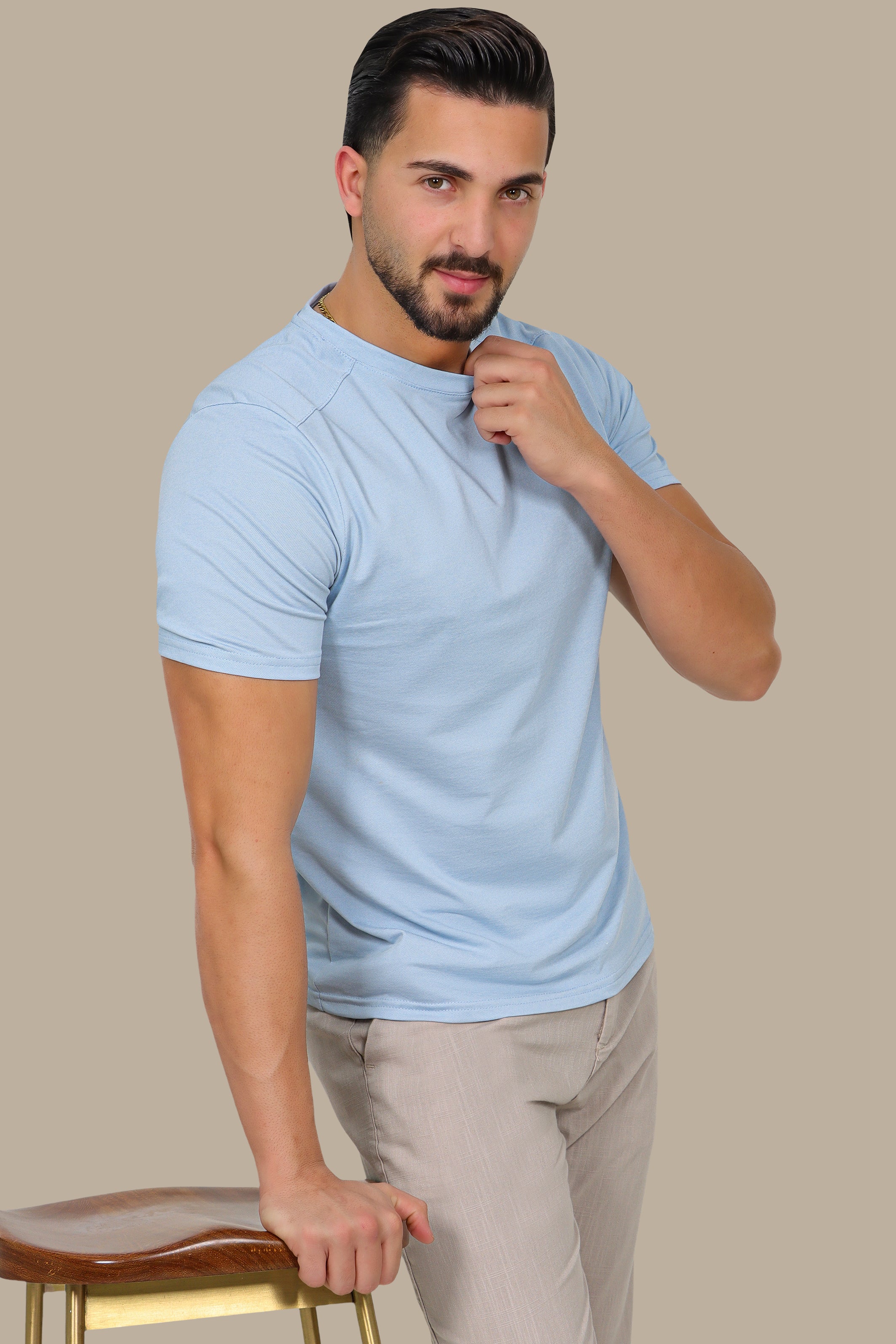 Light Blue Oxford Piquet T-Shirt