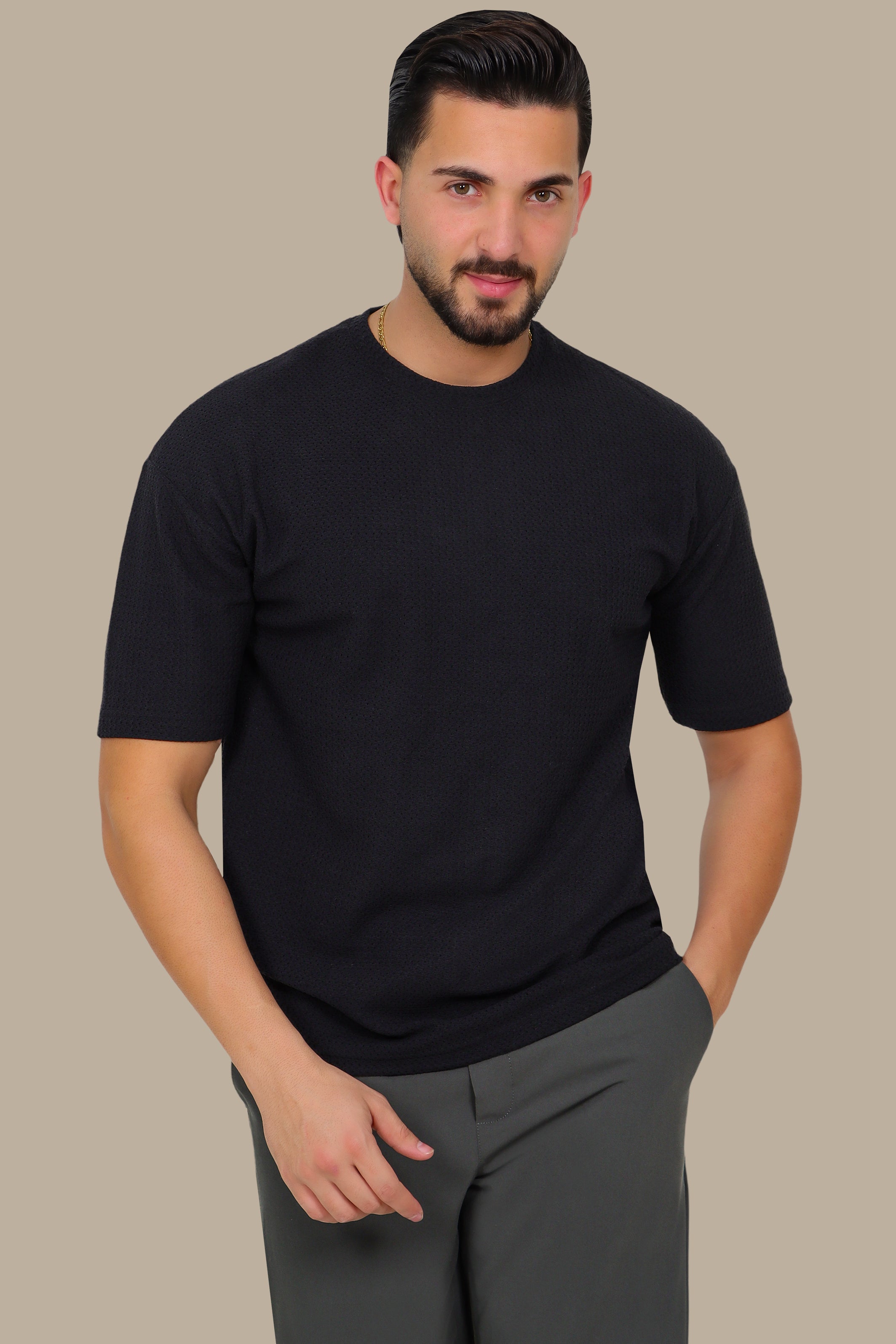 Black Oversized T-Shirt with Breathable Fabric