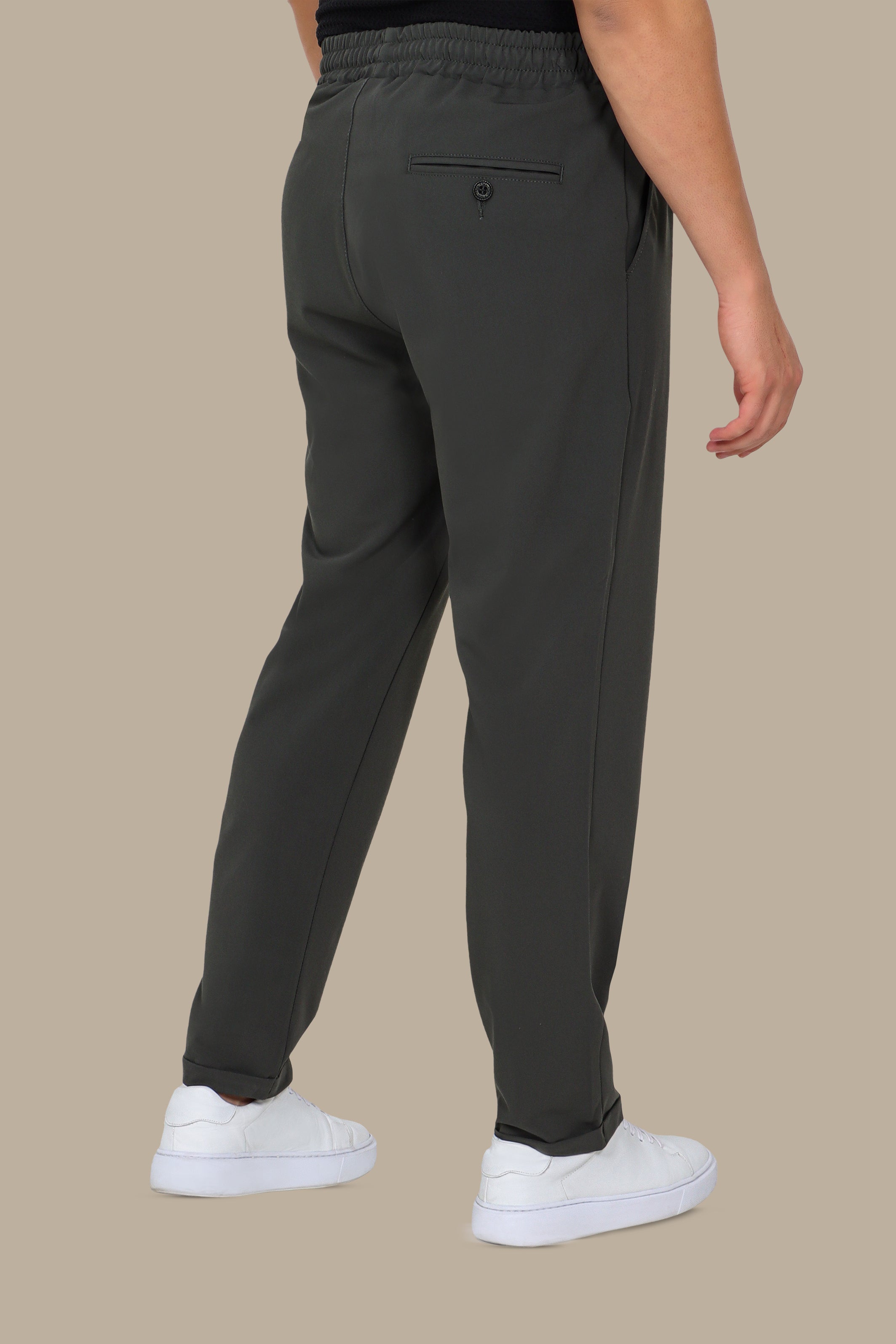 Casual Ease: Elastic Waist Slim Jogger Pants in Green