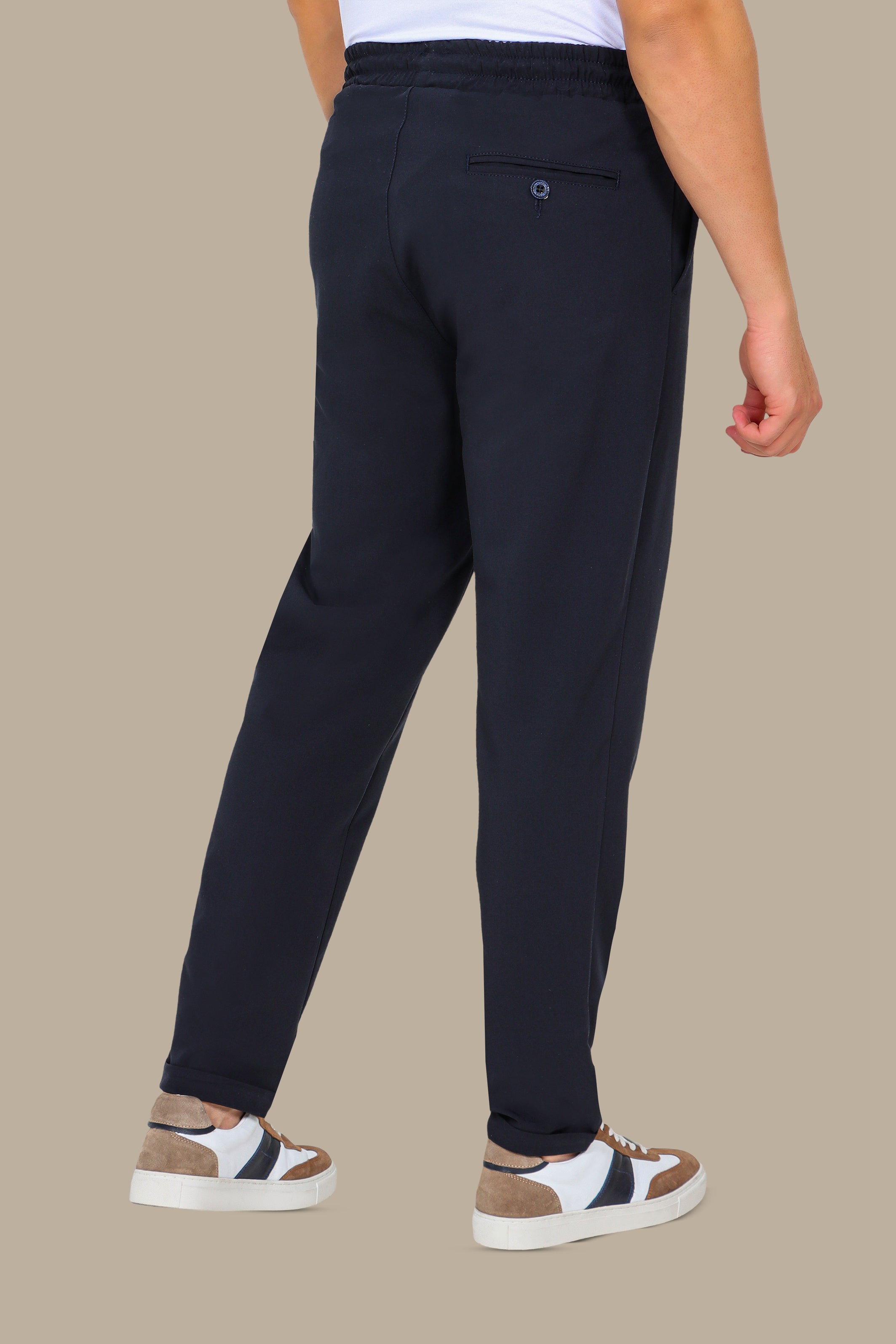 Navy Slim-Fit Jogger Pants with Elastic Waist