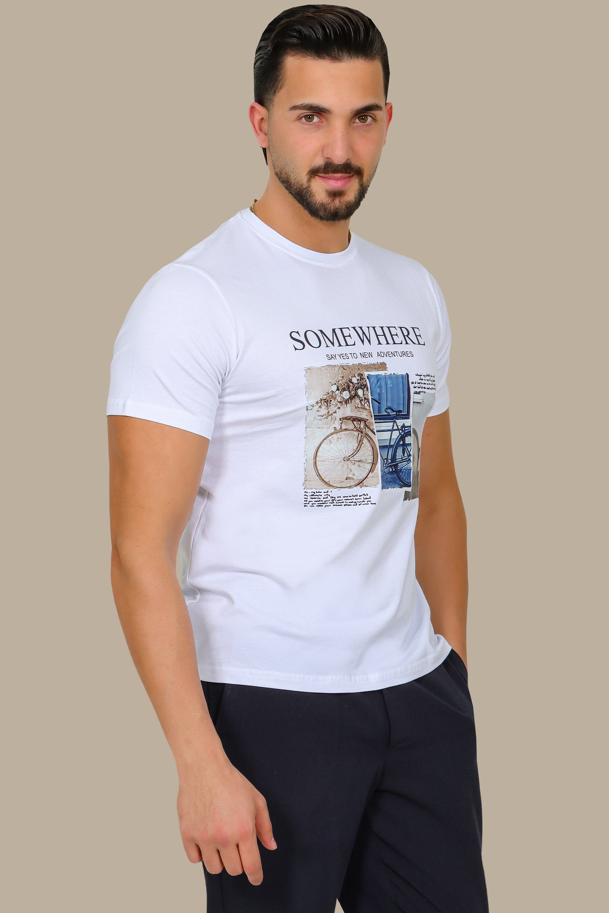 White Printed T-Shirt – Somewhere