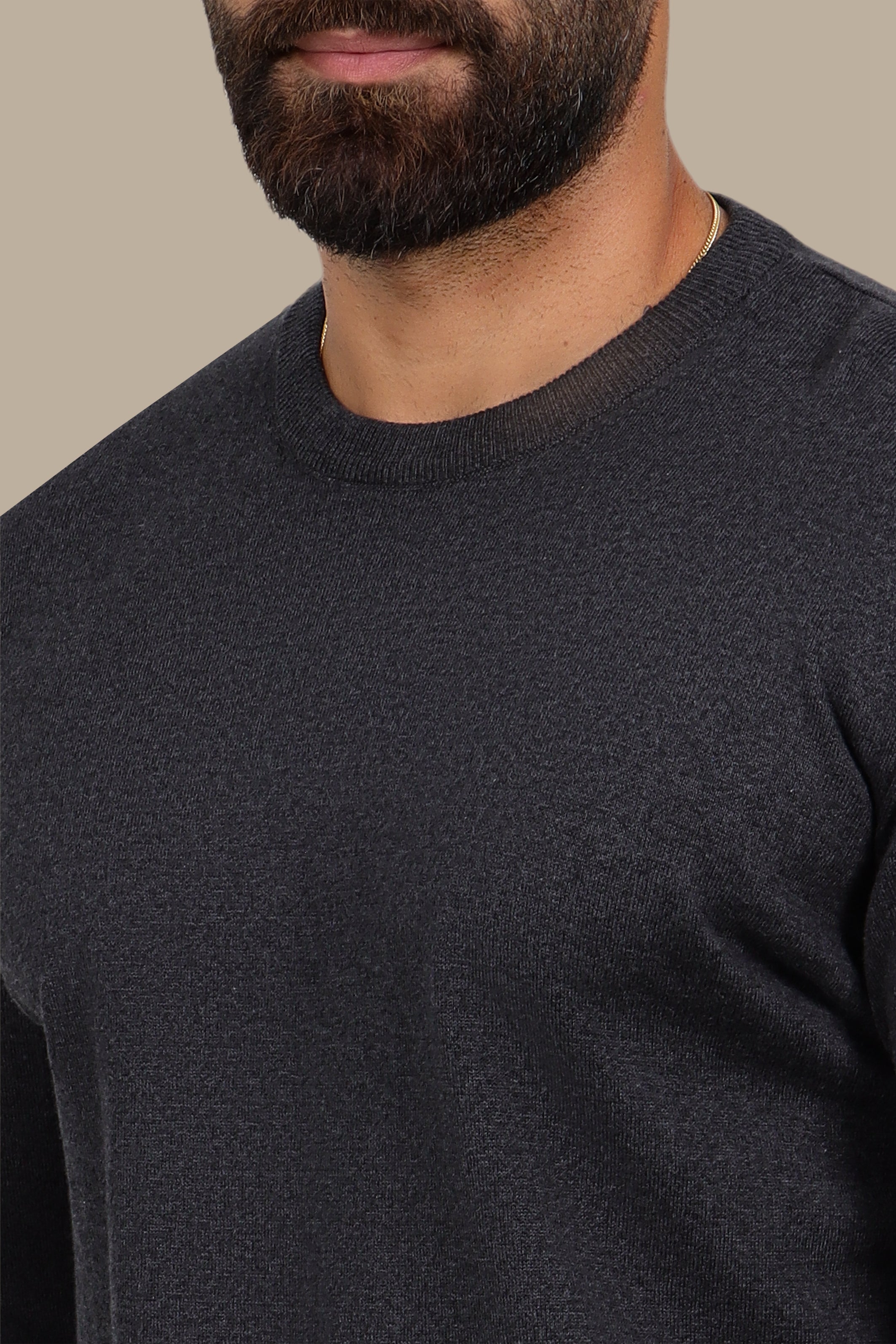 Basic Round Neck Sweater – Dark Grey