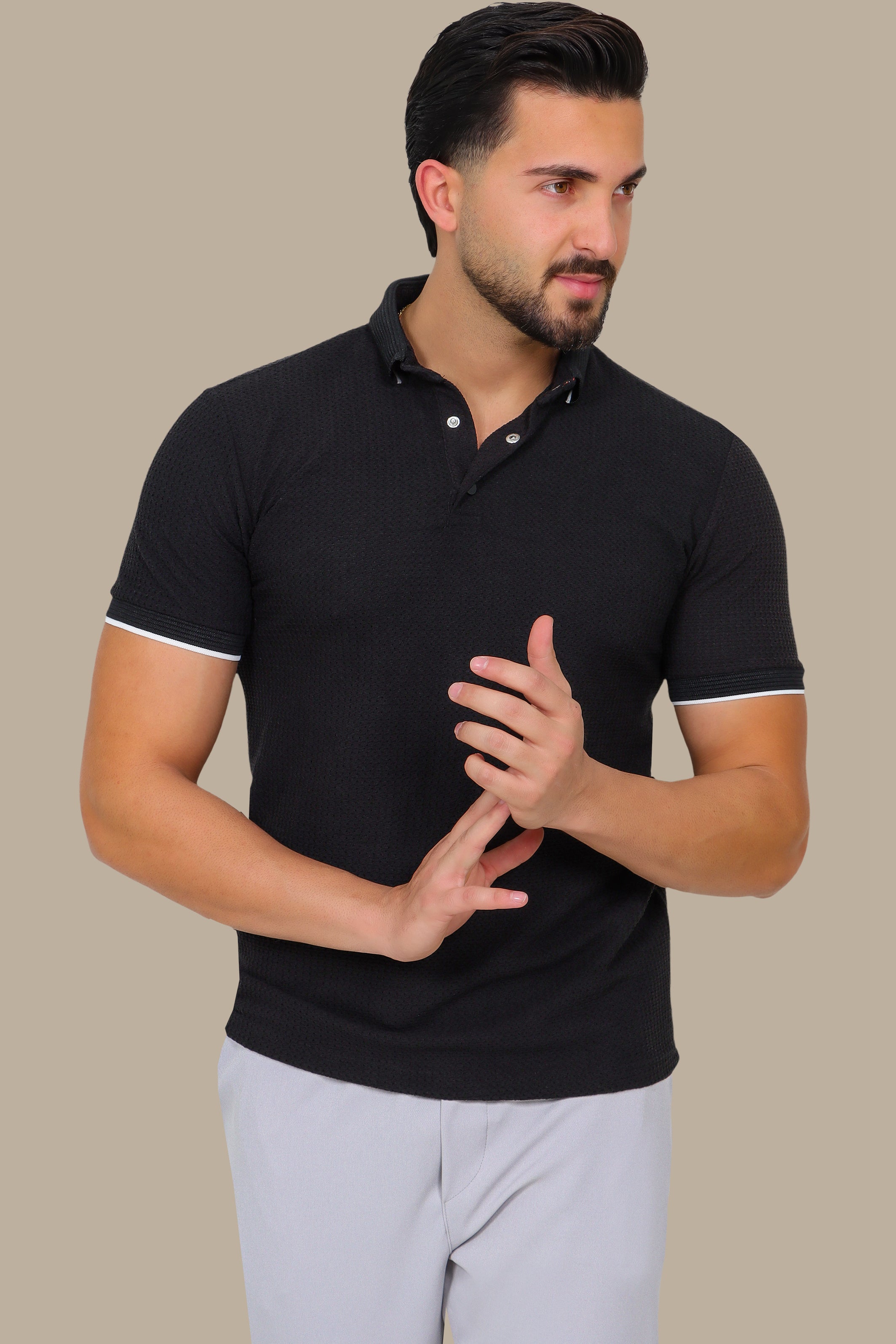 Black Breathable Polo: Short Sleeves