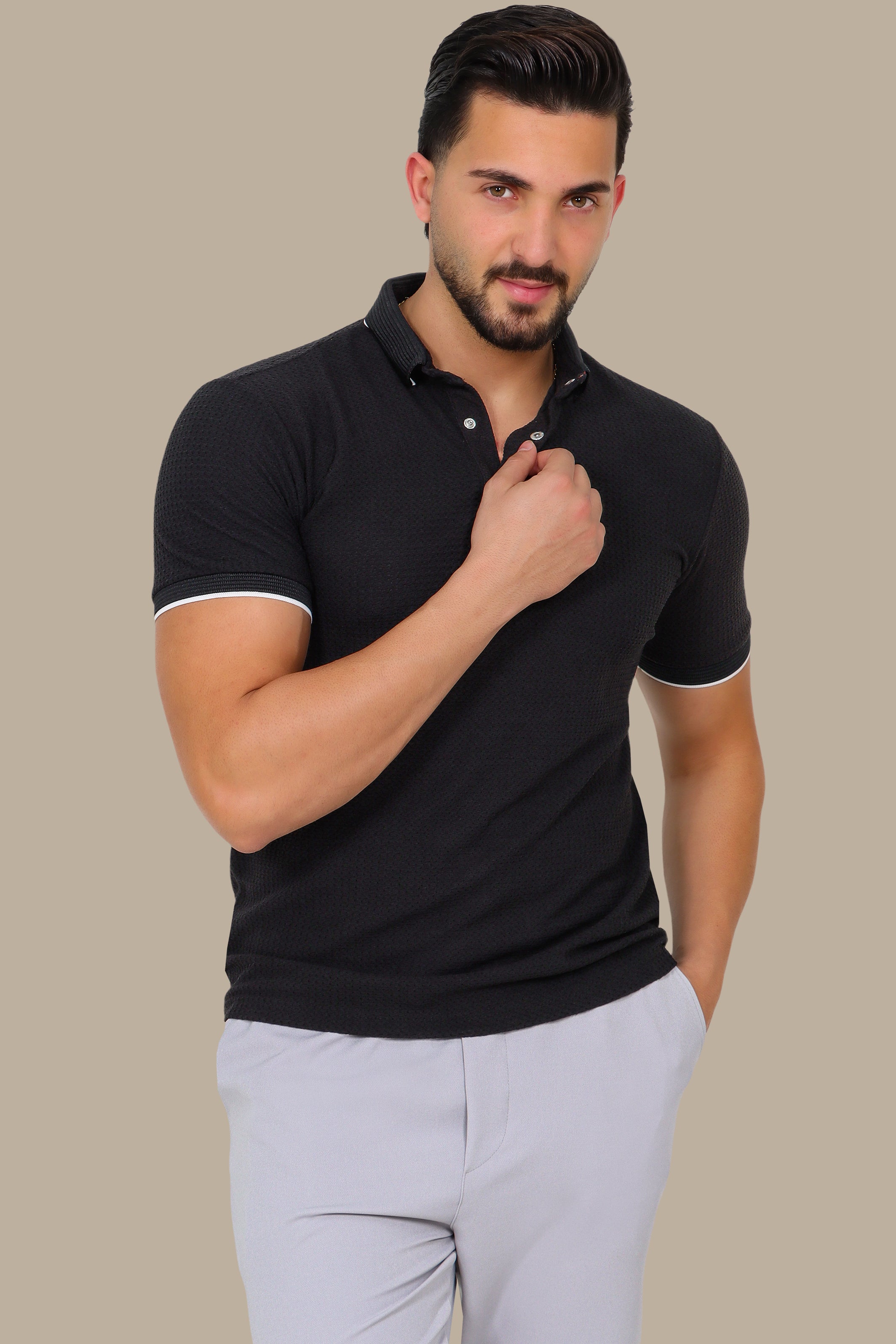 Black Breathable Polo: Short Sleeves