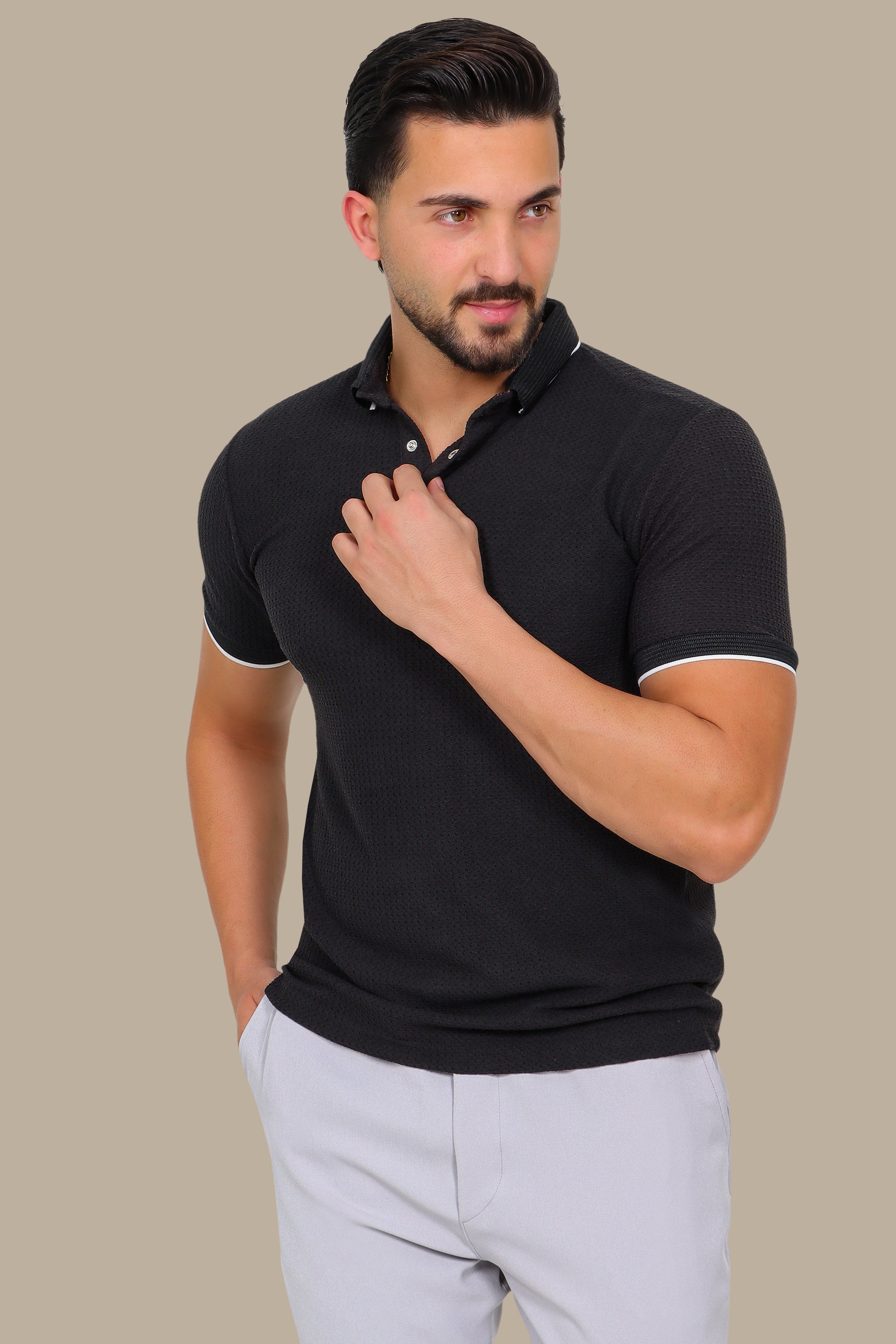 Black Breathable Polo: Short Sleeves