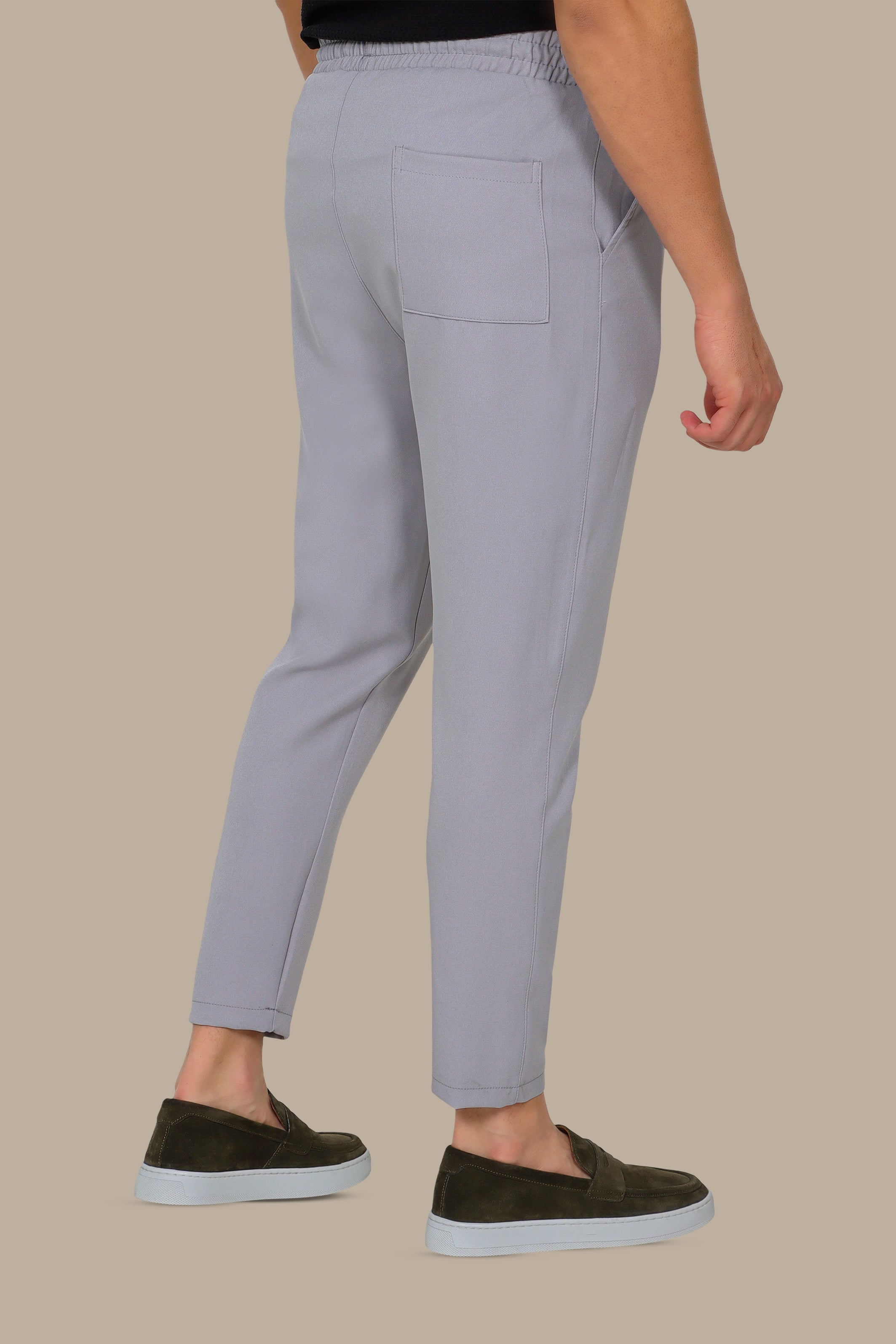 Light Grey Elastic Boyfriend Trousers